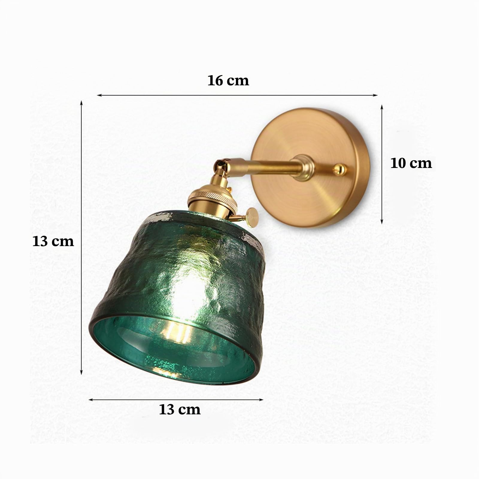 Chrasy Aplique Vintage Cristal Verde Casquillo Latón Interruptor On/Off E27