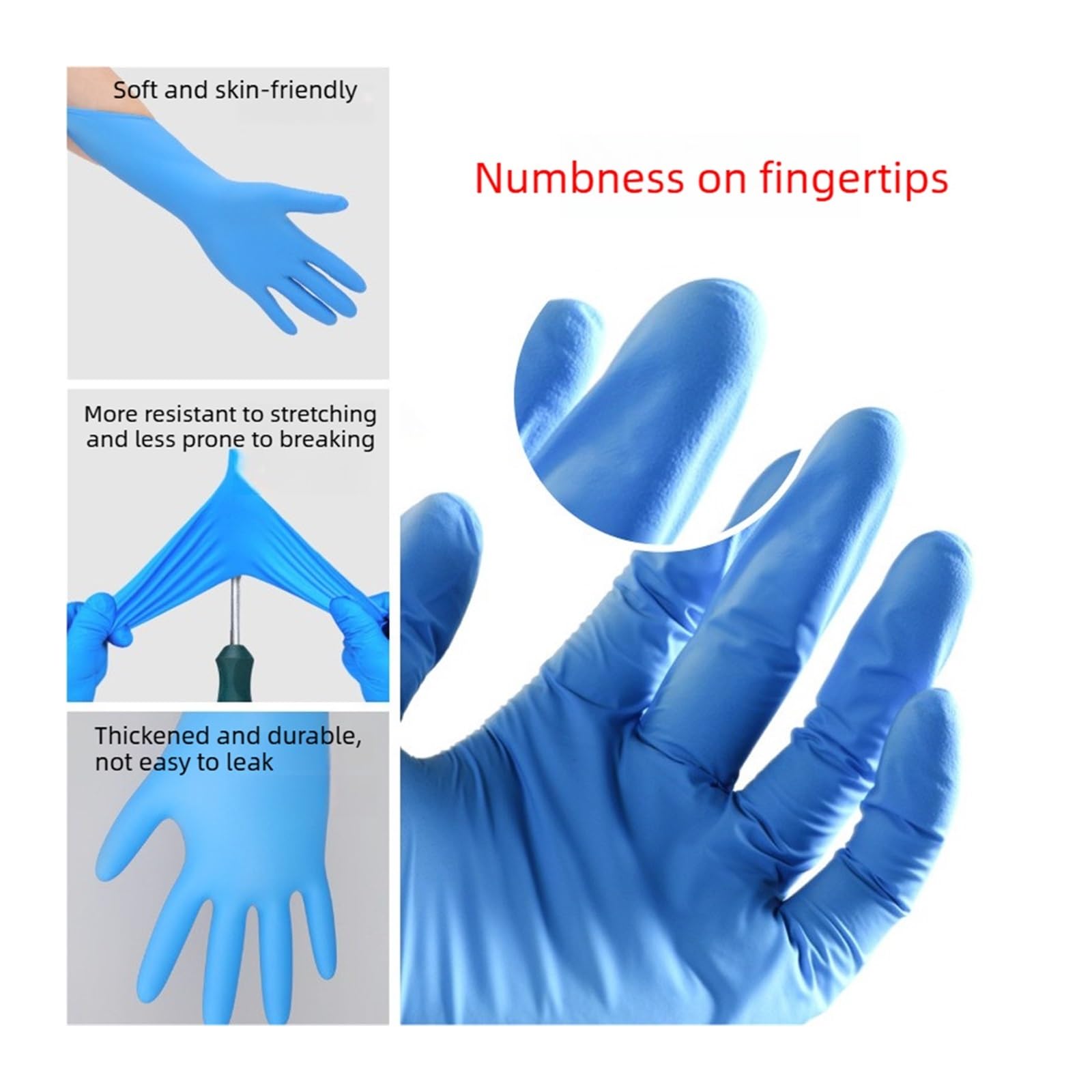 Genérico Guantes desechables de nitrilo puro: resistentes al aceite, impermeables, resistentes a ácidos y álcalis, guantes de alta elasticidad (100 unidades por caja)(White,S)
