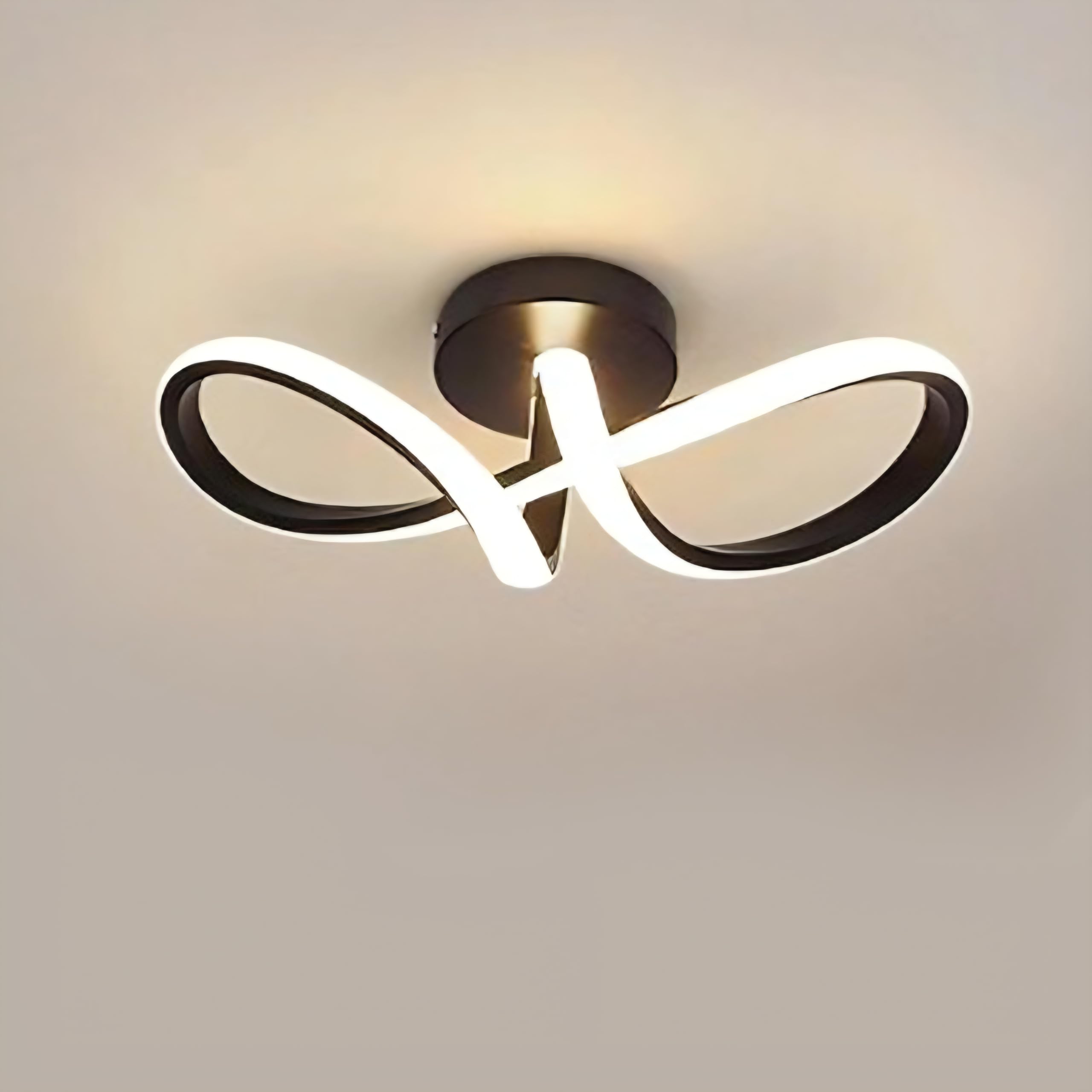 Bow-Knot Shape LED Ceiling Lamp | 30cm Contemporary Home Lighting | 20W Tri-Color Dimmable Fixture with Acrylic Light Guide & Durable Iron Body-image-46