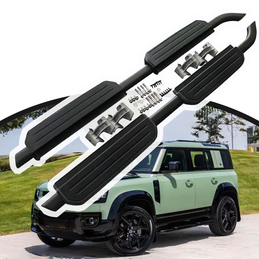 2 pezzi di Pedane Laterali per 2020-2026 Land Rover Defender 110 130 L663 4porte, Pedane Laterali, Pedaliera, Kit di Montaggio Senza Foratura | Accessori per Auto SUV (Telaio Nero)