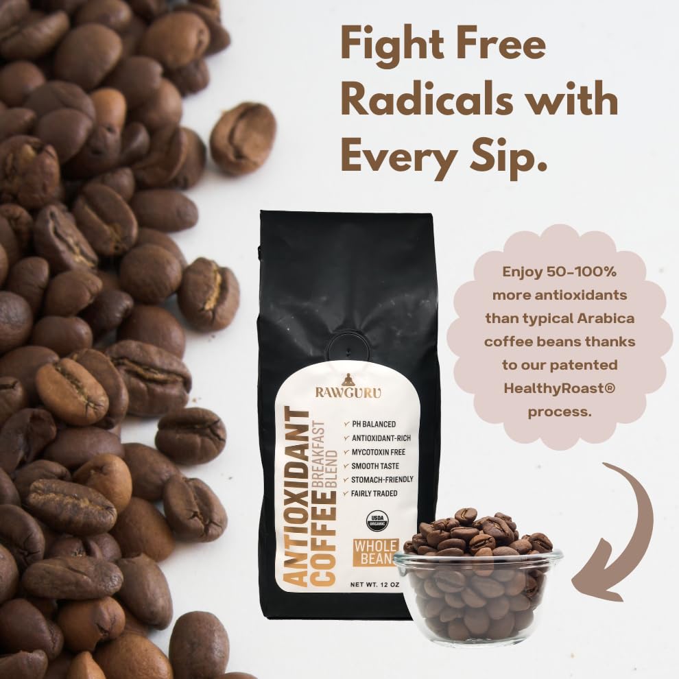 RawGuru Organic Antioxidant Coffee Breakfast Blend 12 oz miniatura 2