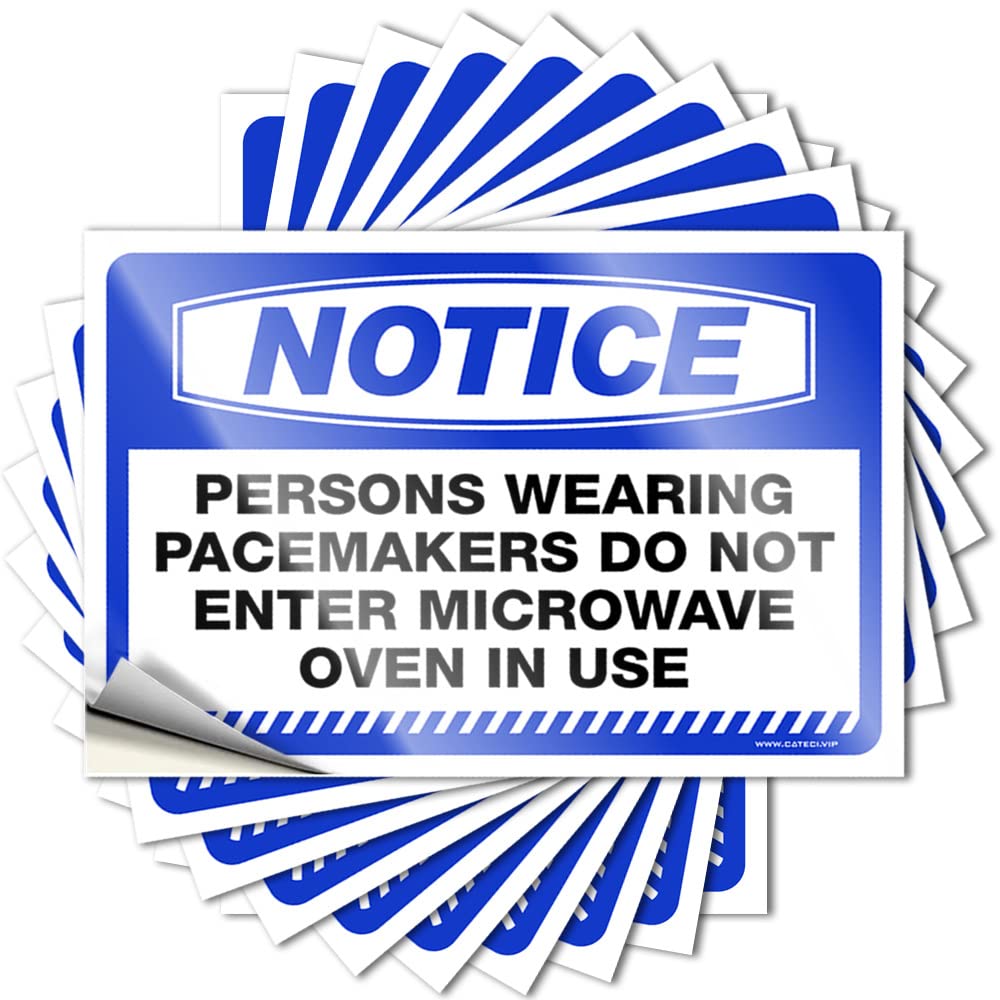 Stickers for Your Car Notice Persons Wearing Pacemakers Do Not Enter Microwave Oven in Use Stickers 10 Pcs Stickers for Your Car Funny Signs for Bedroom(6X9CM)