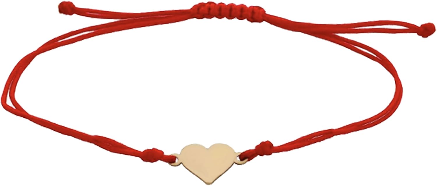 10K Gold Heart Red String Bracelet for Women Friendship Cord Knotted Kabbalah Lucky Bracelets Protection Gifts Jewelry