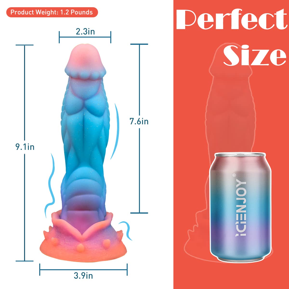 Fantasy Alien Dildo Dragon Dildo for Men, 9.1“ Soft Monster Dildos with Raised Texture, Silicone Horse Animal Penis with Suction Cup, Glow in The Dark Dog Knot Dildos Luminous Adult Toys for Women