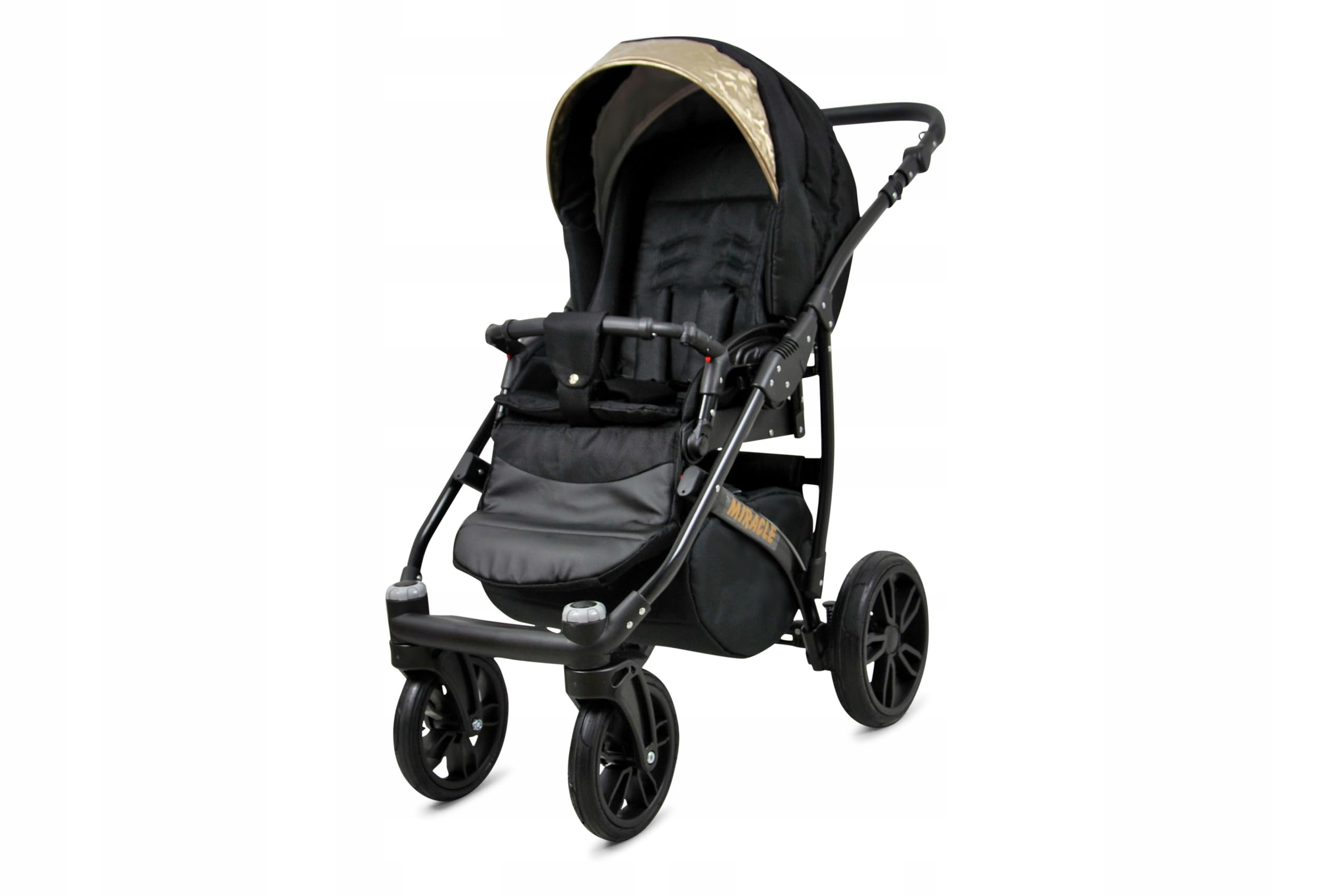 BabyLux® Zestaw wózków dziecięcych 3 w 1 – Miracle – w zestawie wanienka dla niemowląt, fotelik sportowy, fotelik samochodowy – zestaw wózków dziecięcych z torbą do przewijania, osłoną