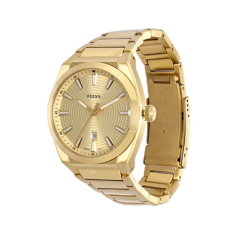 Fossil - Orologio da uomo Fossil Everett a 3 lancette, cassa 42 mm, movimento al quarzo, cinturino in acciaio inossidabile