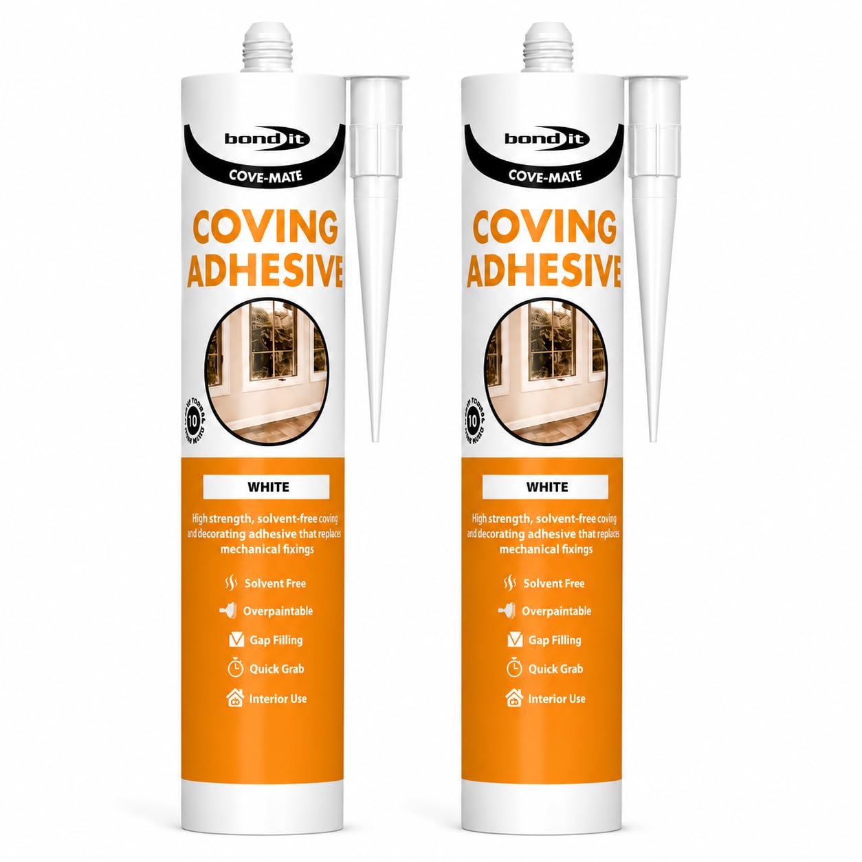 Panel & Cove Adhesive 285ml – 2 Pack | Wall Panel & Coving Adhesive | Quick Grab High Strength | Gap Filling, Mould Resistant, Paint Over in 2 Hours