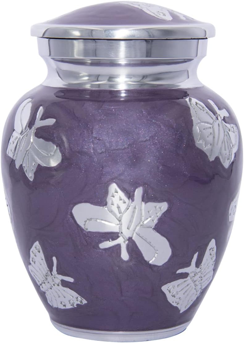 Purple Butterfly Medium Cremation Urn for Human, Pets, Infants