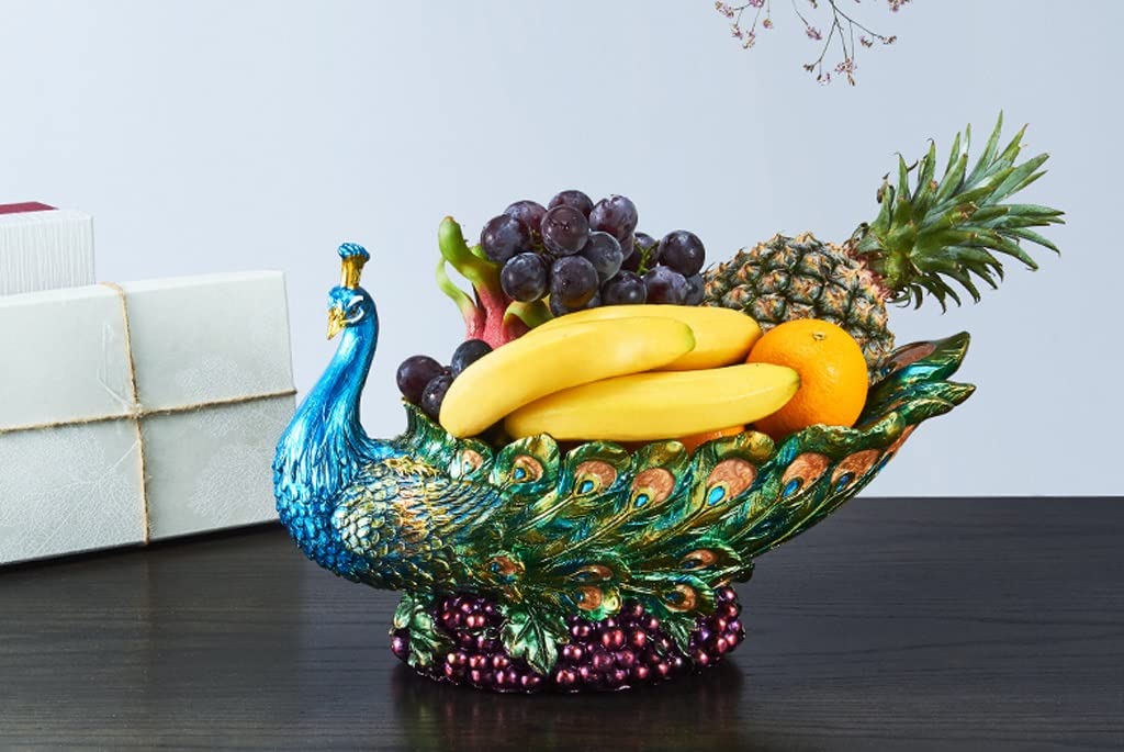Koszyk Owoce Kreatywne owoce miski, Paw Kształtujący Kosz Owocowy Suszony Tacy Owoc Domowy Dekoracja Pulpit Prezent Blat Kuchenny(17.3INCH)