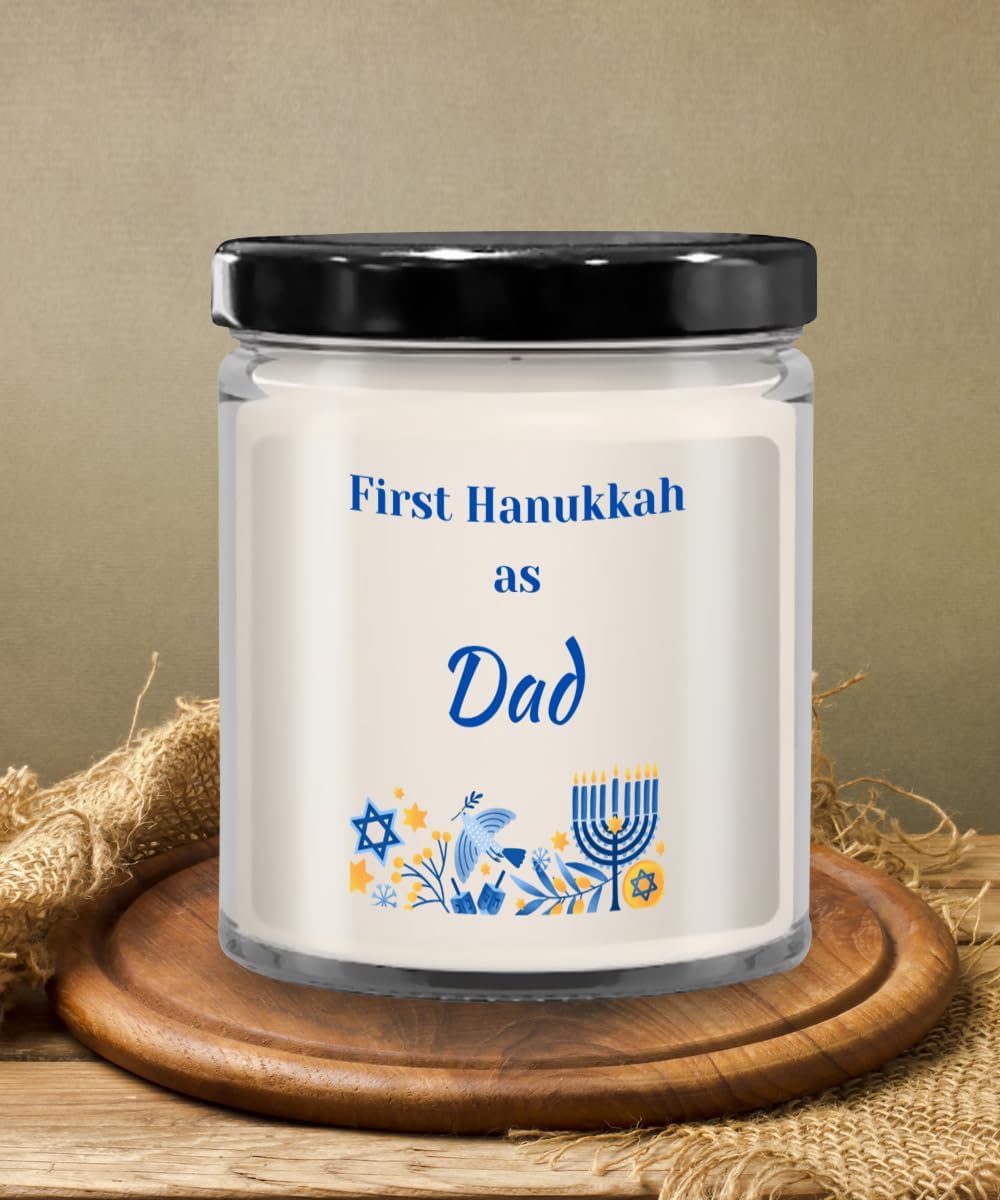 First Hanukkah as Dad Candle, Candles with Text, Birthday Gift, Hanukkah Gift, Holiday, Menorah
