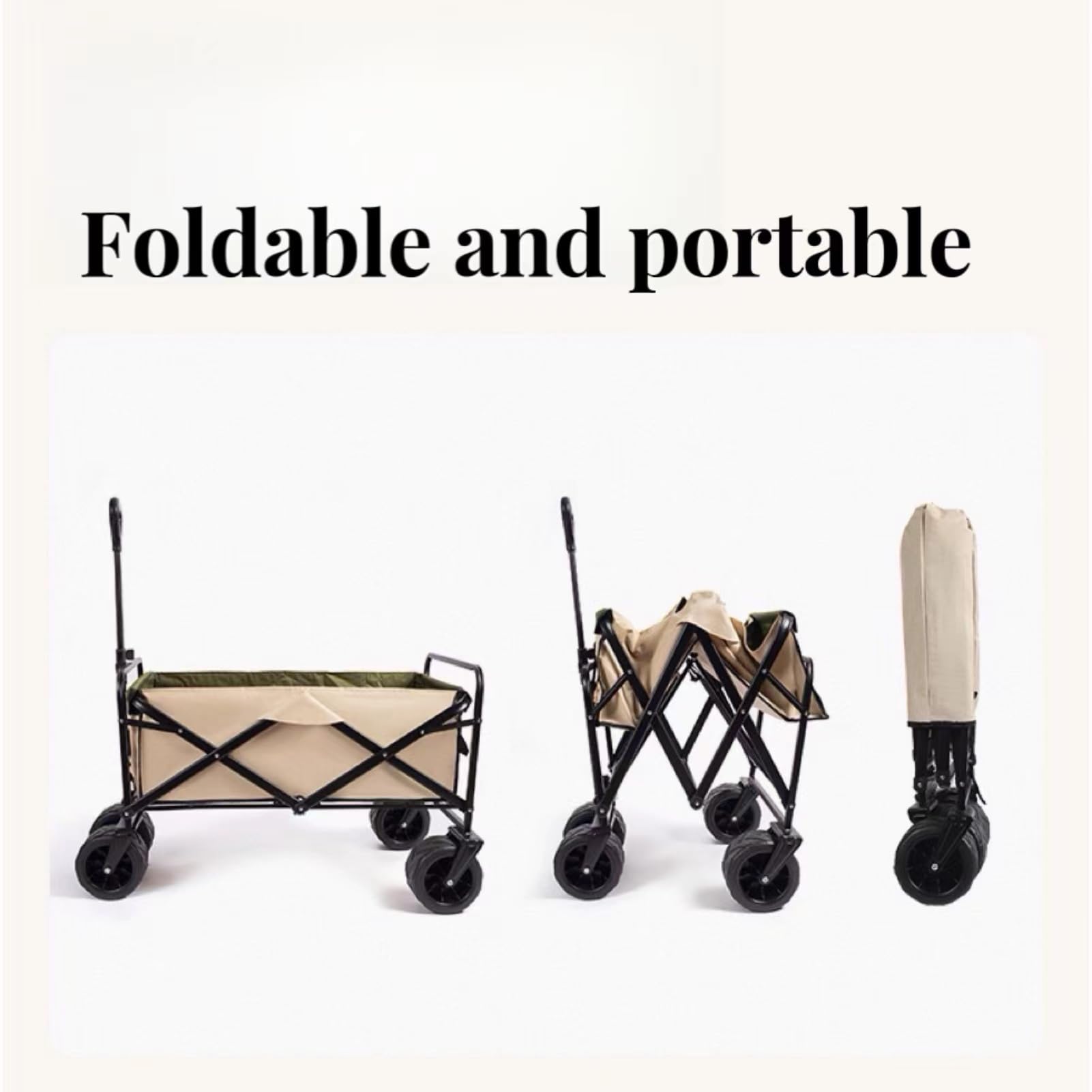 Faltbarer Strandwagen mit Lar All-Terrain-Rädern, 100 l Fassungsvermögen, tragbar, zusammenklappbar, mit 2 Ketten, für Outdoor, Camping, Strand, Garten