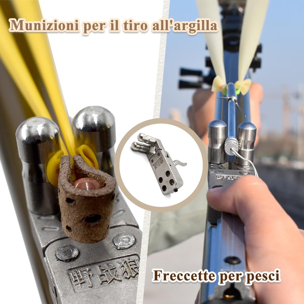 Accessori Fucile a Fionda Fai da Te, Testa Fionda da Caccia con Dispositivo di Rilascio in Metallo e 2 Bande Elastiche, Grilletto per Fionda, Accessori per l'Allenamento