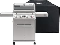 Monument Grills M410MBZ 4-Burner Propane Gas Grill with Broil Zone, 570 Sq In Stainless Steel BBQ for Fast Searing & Patio Parties
