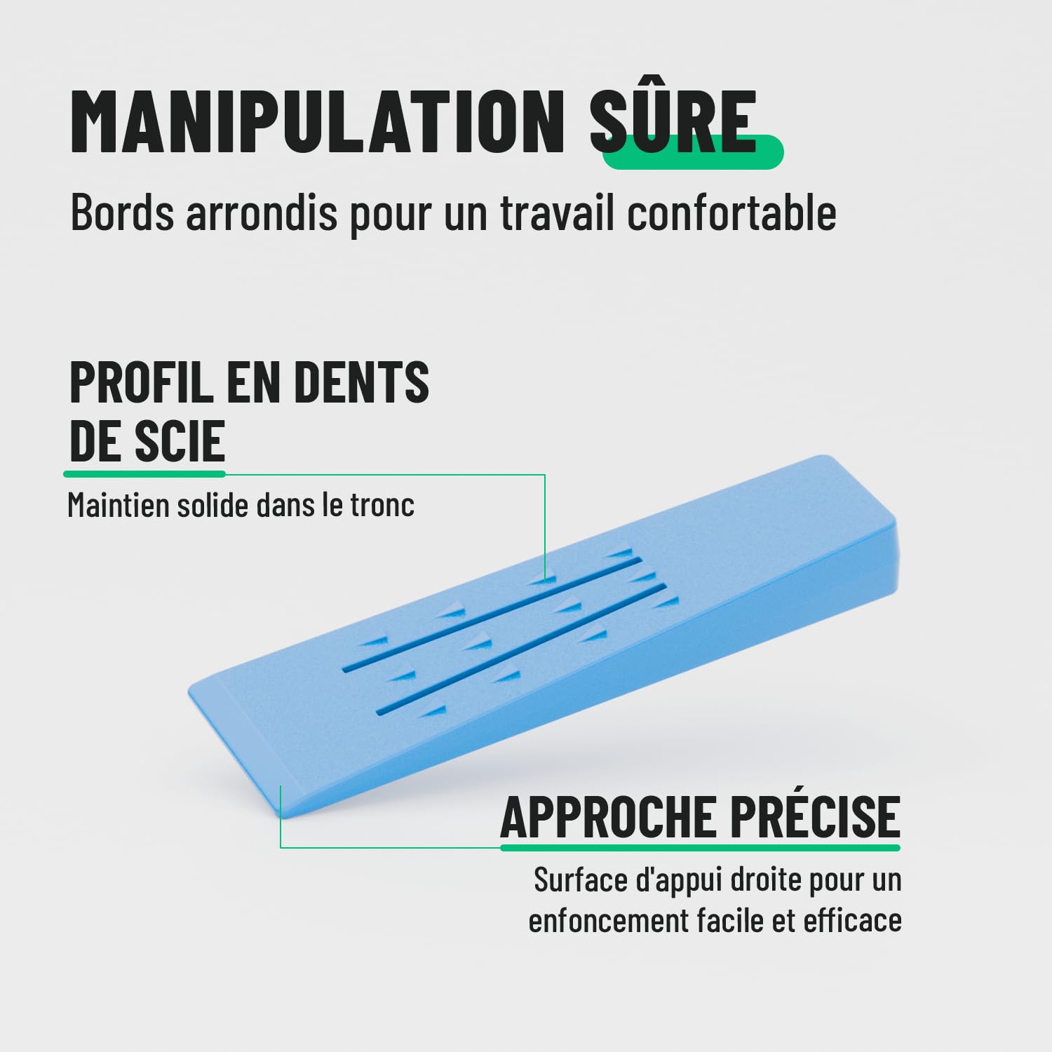 greate 5X Coin abattage en Plastique - résistants aux Chocs, au Gel & antidérapants - 2×20 cm + 3×15 cm - Accessoires forestiers - Set de Coin Eclateur Bois pour elagage