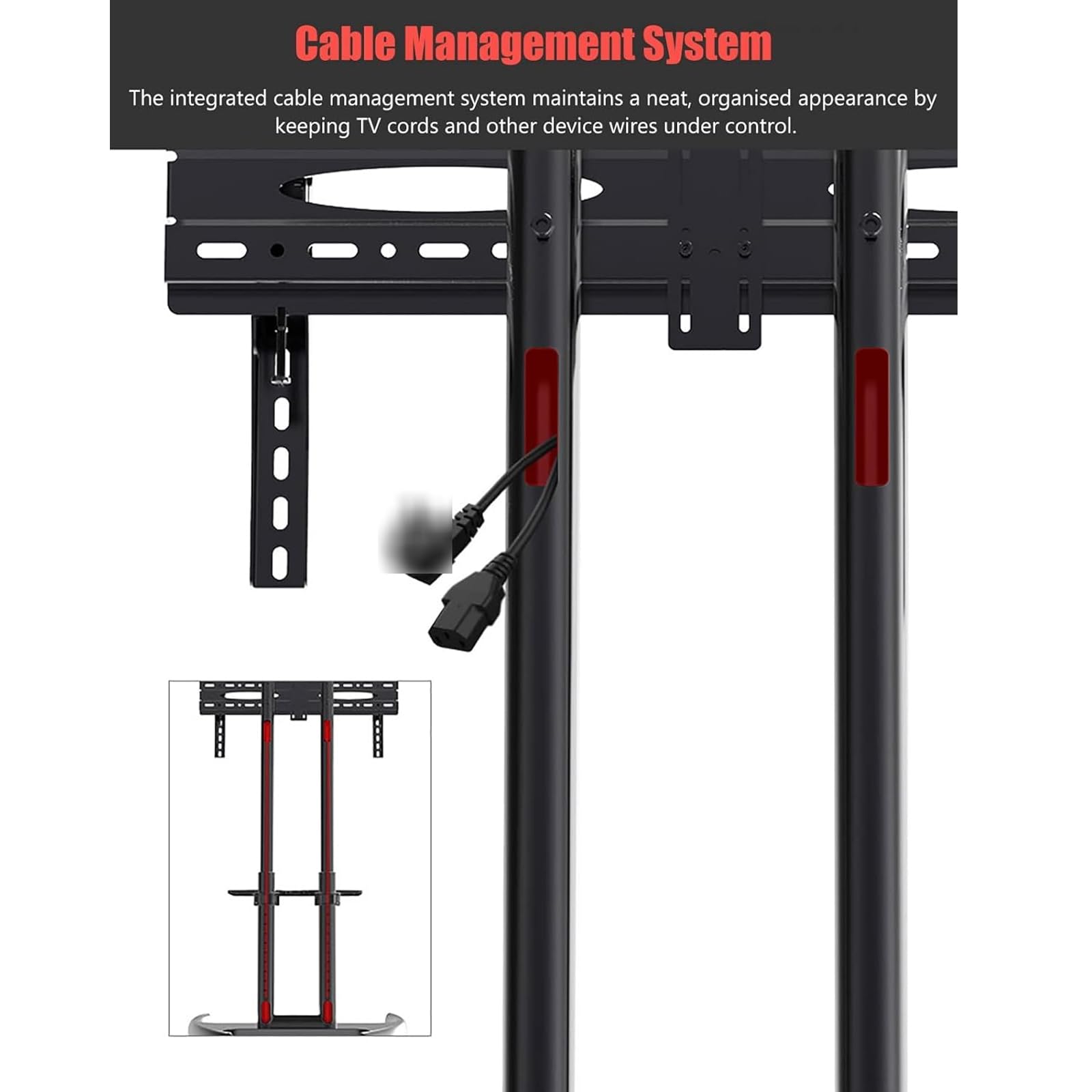 Support TV Roulant Extra Large pour téléviseurs intelligents de 3 270 Pouces Hey Duty Base Gestion des câbles TV au Sol avec roulettes réglable en Hauteur Robuste