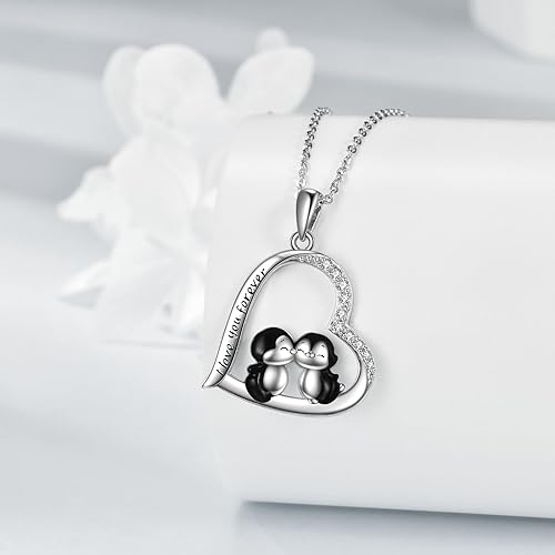 Miniatura 2 de YAFEINI Animal Necklace S925 Sterling Silver CatPenguinPigDuckElephantPeacockCapybaraHorse Pendant Necklace Animal Jewelry Gifts for Women Mom Wife
