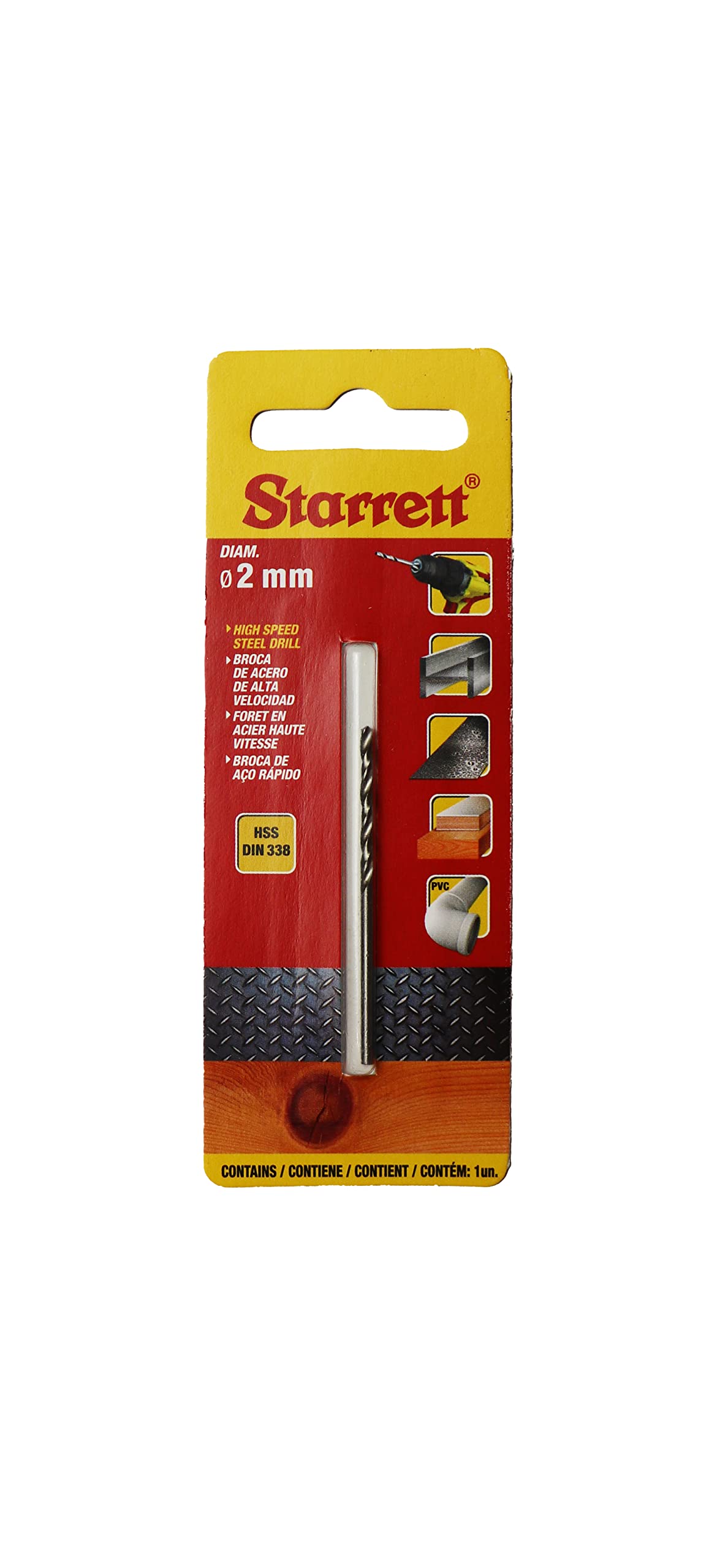 Starrett Wiertła punktowe Split Point - stal szybkotnąca HSS 2x49mm Wiertło kręte KBAR020 - do stali żeliwnej Drewno Miękkie materiały Żelazo