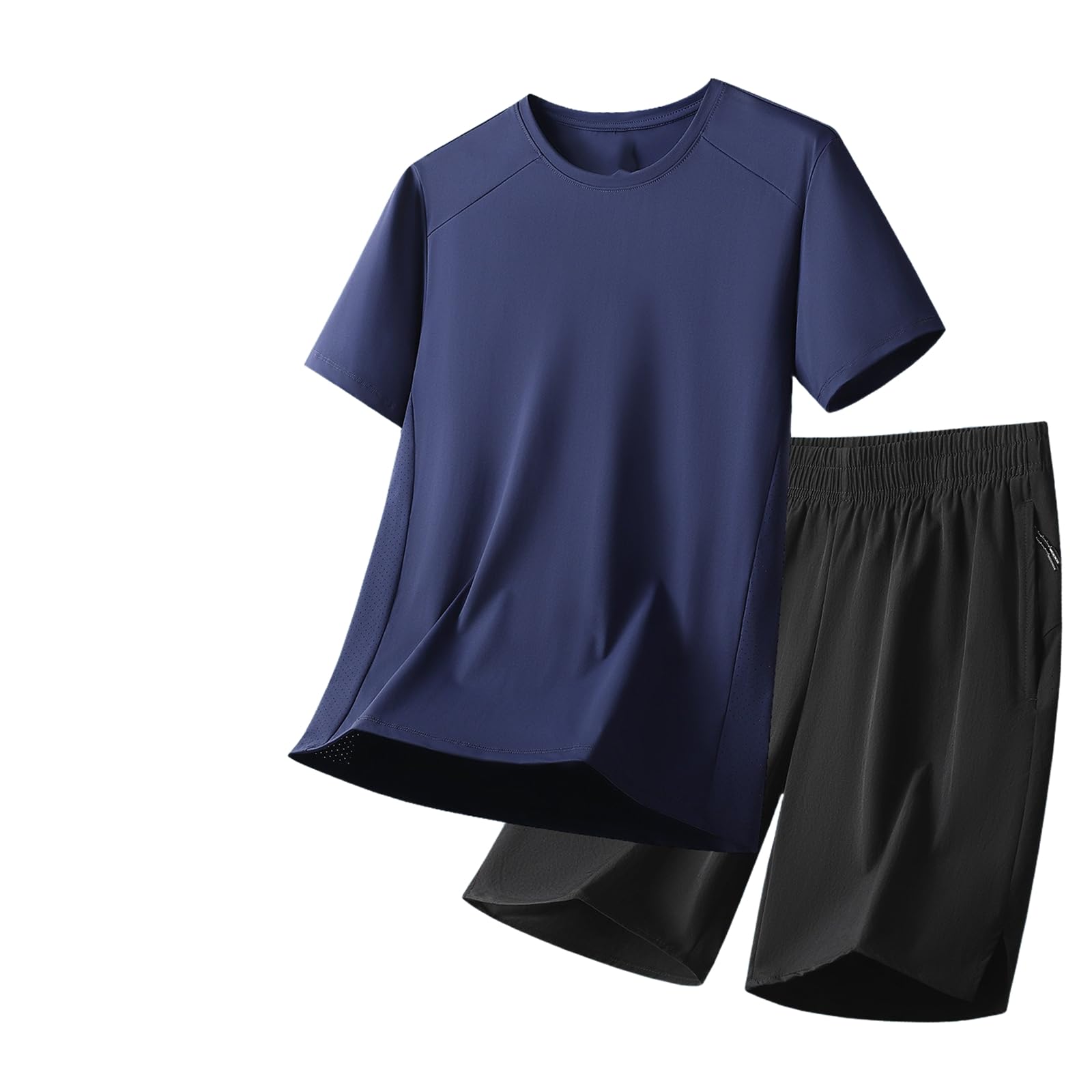 Męskie letnie spodenki z lodowego jedwabiu szybkoschnące plus size zestaw do biegania na co dzień
