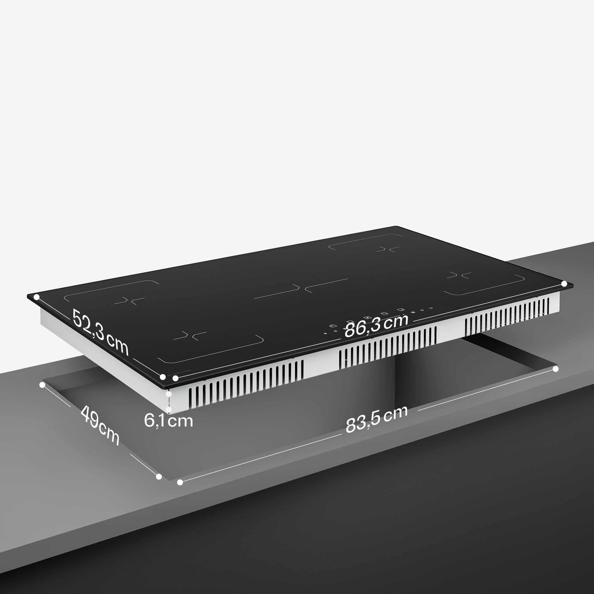 Klarstein Velaire Induktionskochfeld - 90cm, 5 Zonen, 7200W Boost, Touch-Slider, Timer, Kindersicherung, Restwärmeanzeige, Flexzonen, Glas, Kochfeld Induktion