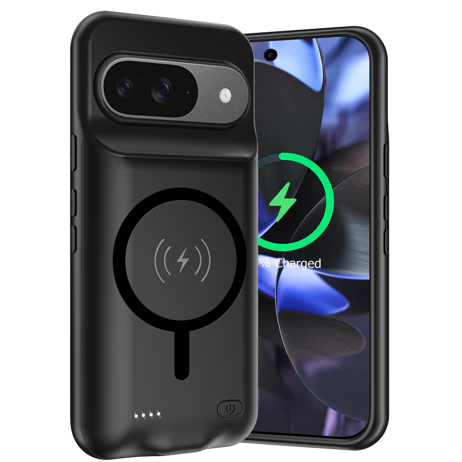 Photo 1 of Battery Case for Google Pixel 9/9 Pro, 10000mAh Rechargeable Portable Charging Case with Wireless Charging Compatible for Google Pixel 9/9 Pro (6.3 inch) Extended Battery Pack Charger Cover (Black)