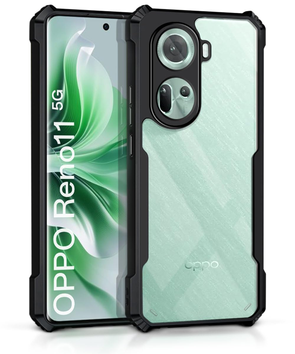 WOW IMAGINE Shock Proof Clear Back Case Mobile Cover for Oppo Reno 11 5G (Hard | Hybrid PC + TPU | Full Armour Device & Camera Protection | Black) (B0CSSX4XJJ) Amazon Price History, Amazon Price Tracker