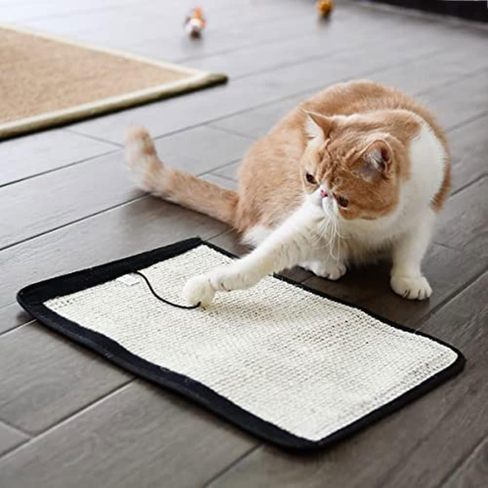 review Cat Scratch Mat Sofa Furniture Protector Natural Sisal Cat Scratcher Mats Couch Cover Cat Scratcher Pad for Indoor Cats Grinding Claws Couch Carpets Chair Wall Scratcher (2Pcs- Small Nail)