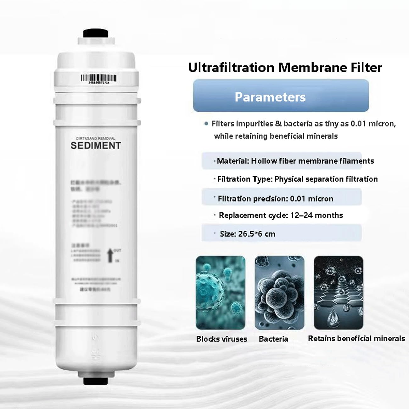 Juego De Cartuchos De Filtro De Repuesto De 4 Etapas | Carbón Previo,Membrana De Ultrafiltración UF,Filtro De Carbón Posterior,Dispensador de agua filtrada