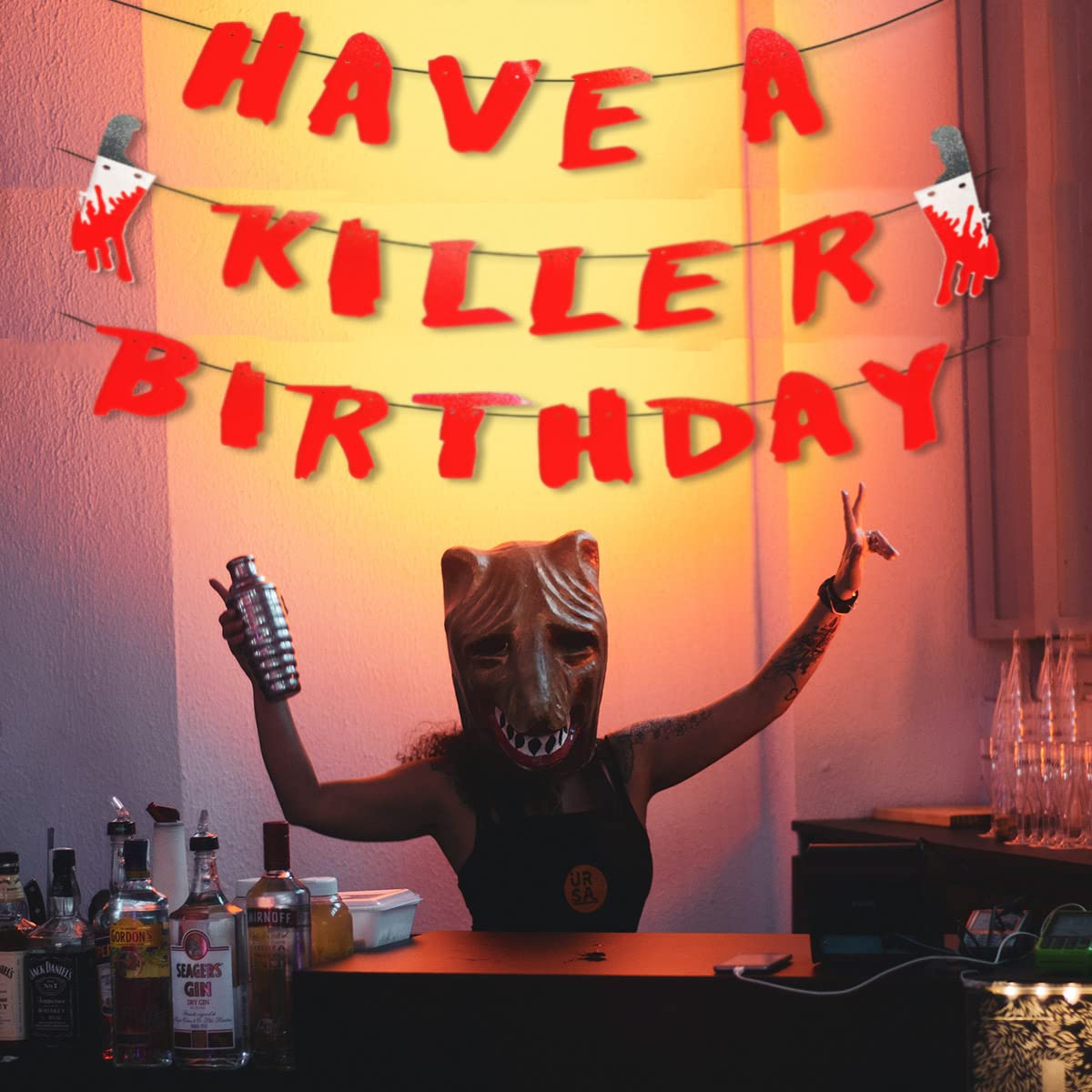 Glitter 'Have A Killer Birthday' Banner - Halloween Horror Party Decor, 9.8ft Long, Assemble Yourself