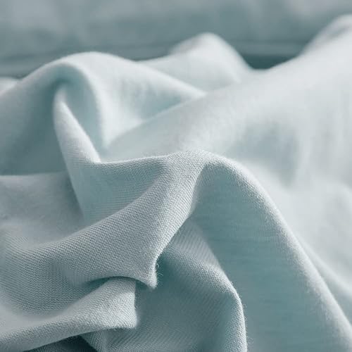 Miniatura 5 de DONEUS - Juego de funda de edredón en punto jersey de algodón, tamaño queen (90 x 90), diseño en color liso ultrasuave, 1 funda de edredón y 2