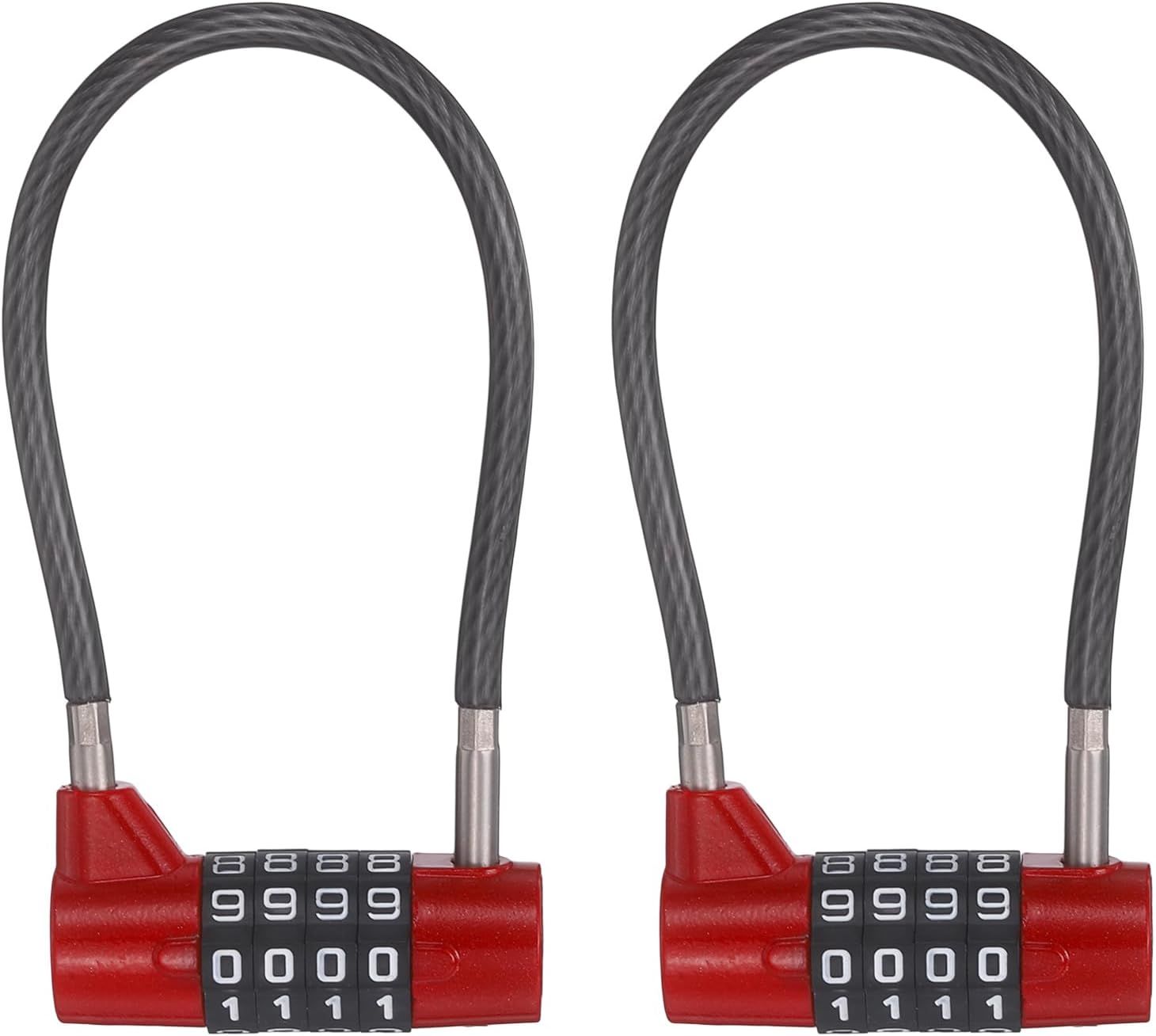 PATIKIL Combination Cable Lock 18.7" Black 2pcs 4 Digit Padlock | Long Shackle with Steel Cable Resettable Waterproof Padlock for Gym Locker Cabinet Travel Bag Luggage Toolbox