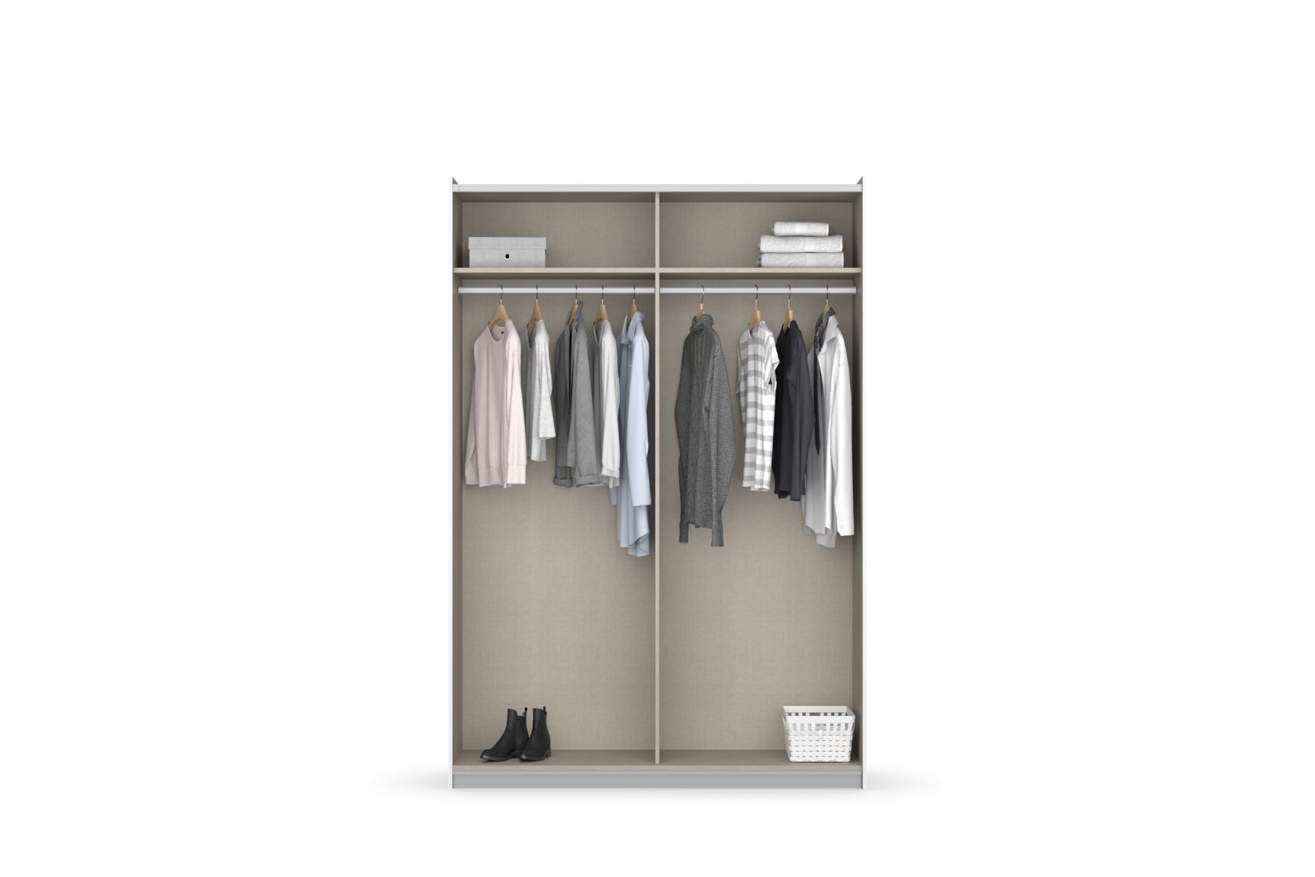 Rauch Möbel QUADRA, Schwebetürenschrank, Weiß/Glas Weiß, Breite 136 cm