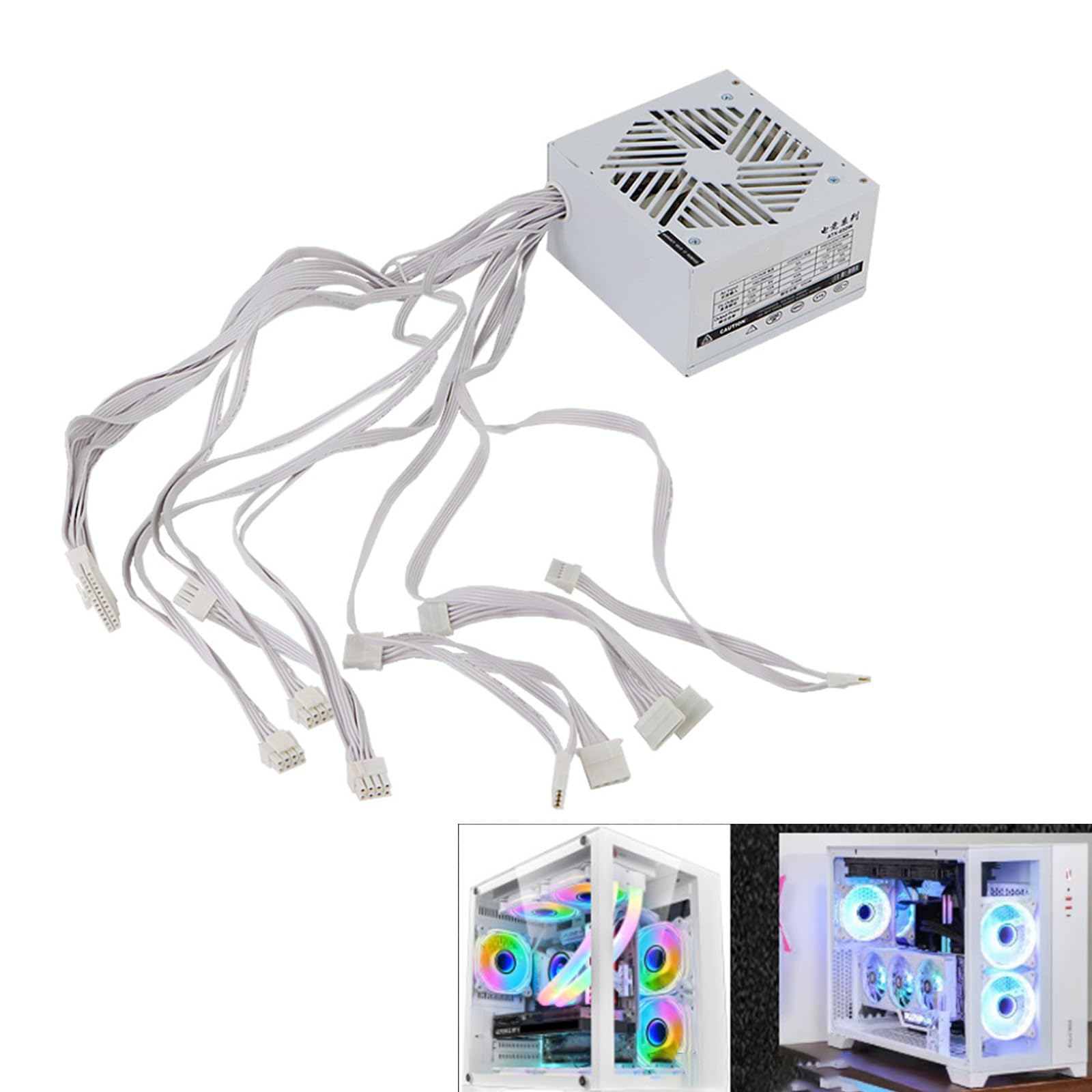 110–264 V, 750 W, für Computer, Videospiele, Computer, Weiß, Netzteil, geräuscharmer Lüfter, Doppel CPU für Gaming Server, leises Lüfter Netzteil