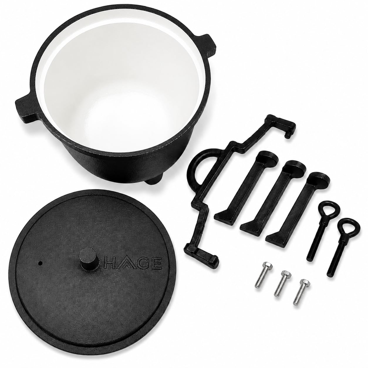 Hervidor de hierro fundido esmaltado 8L 10L con tapa y patas – Cacerola holandesa para cazador, olla para fogatas, barbacoa, camping, olla de hierro húngaro (8 litros)