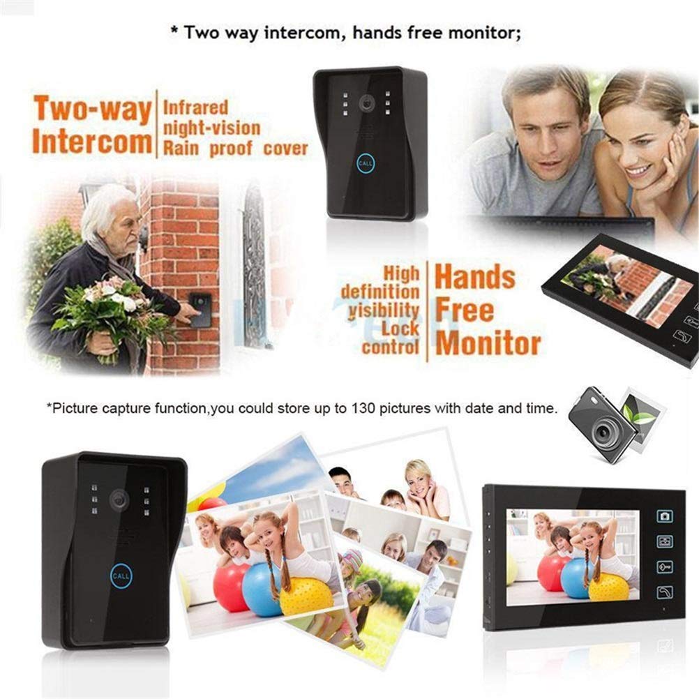 Videoportero inalámbrico de 7 Pulgadas para el hogar, Monitor WiFi, videoportero, Timbre, intercomunicador, Sistema de Portero automático, Tomar Fotos, cámara de Seguridad