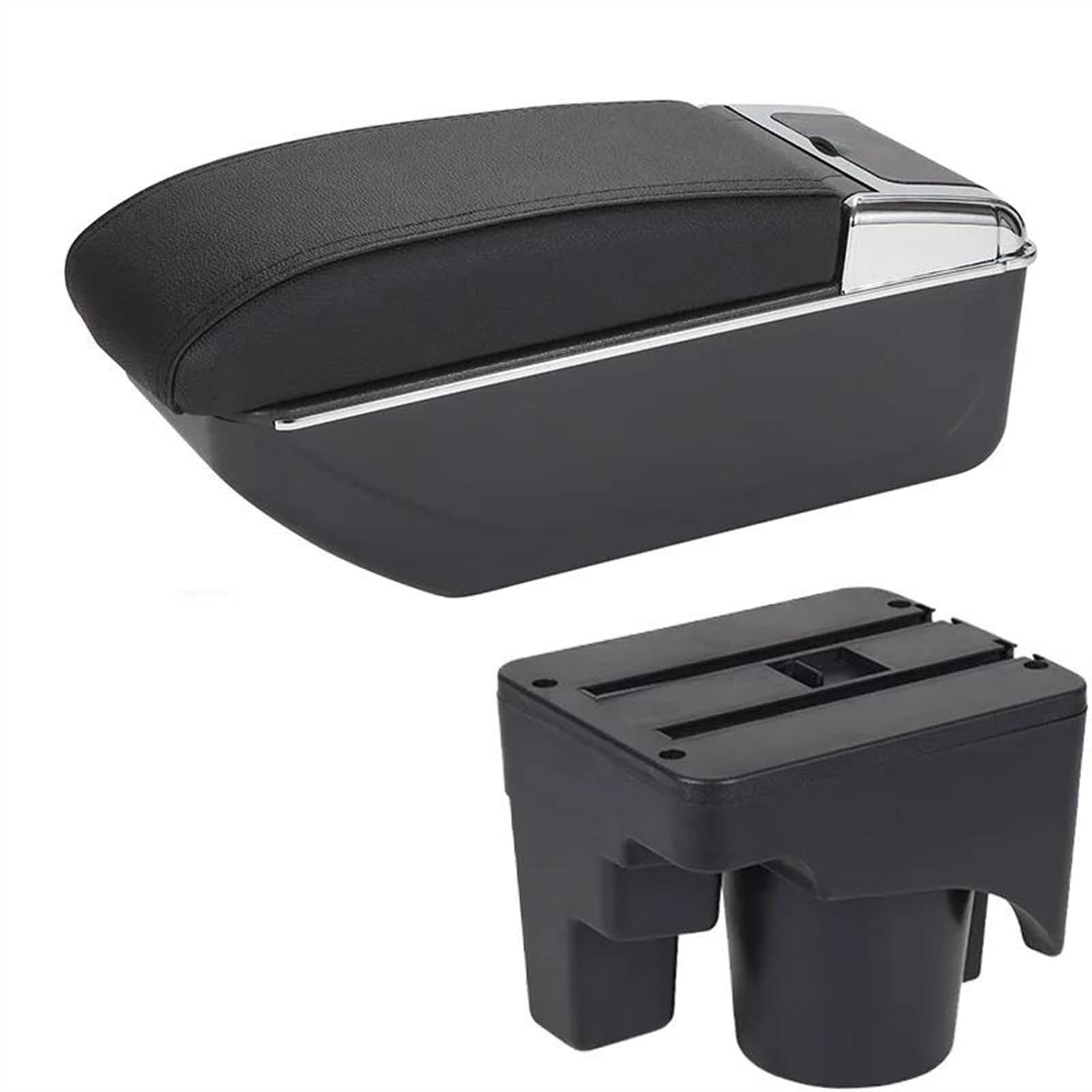 NOHEEU Car Storage Box Armrest For Scirocco For Sagitar For Golf 6 5 Mk6 MK5 For Jetta Seat Armrests(D2 black line No USB)