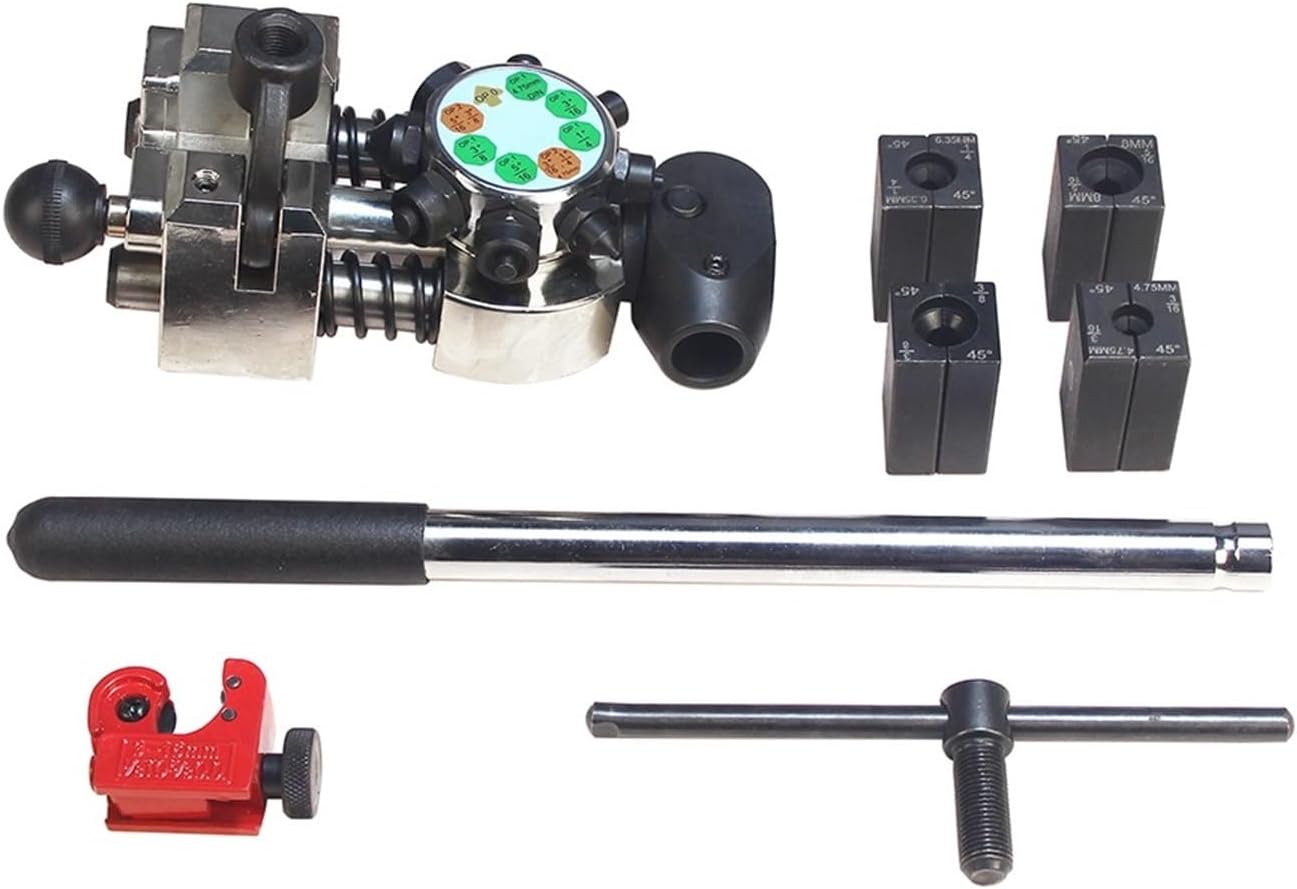Professional Brake Line Flaring Tool 45 Degree Set Single Double and Bubble Flares Tool Kit Compatible with Steel Copper Tube