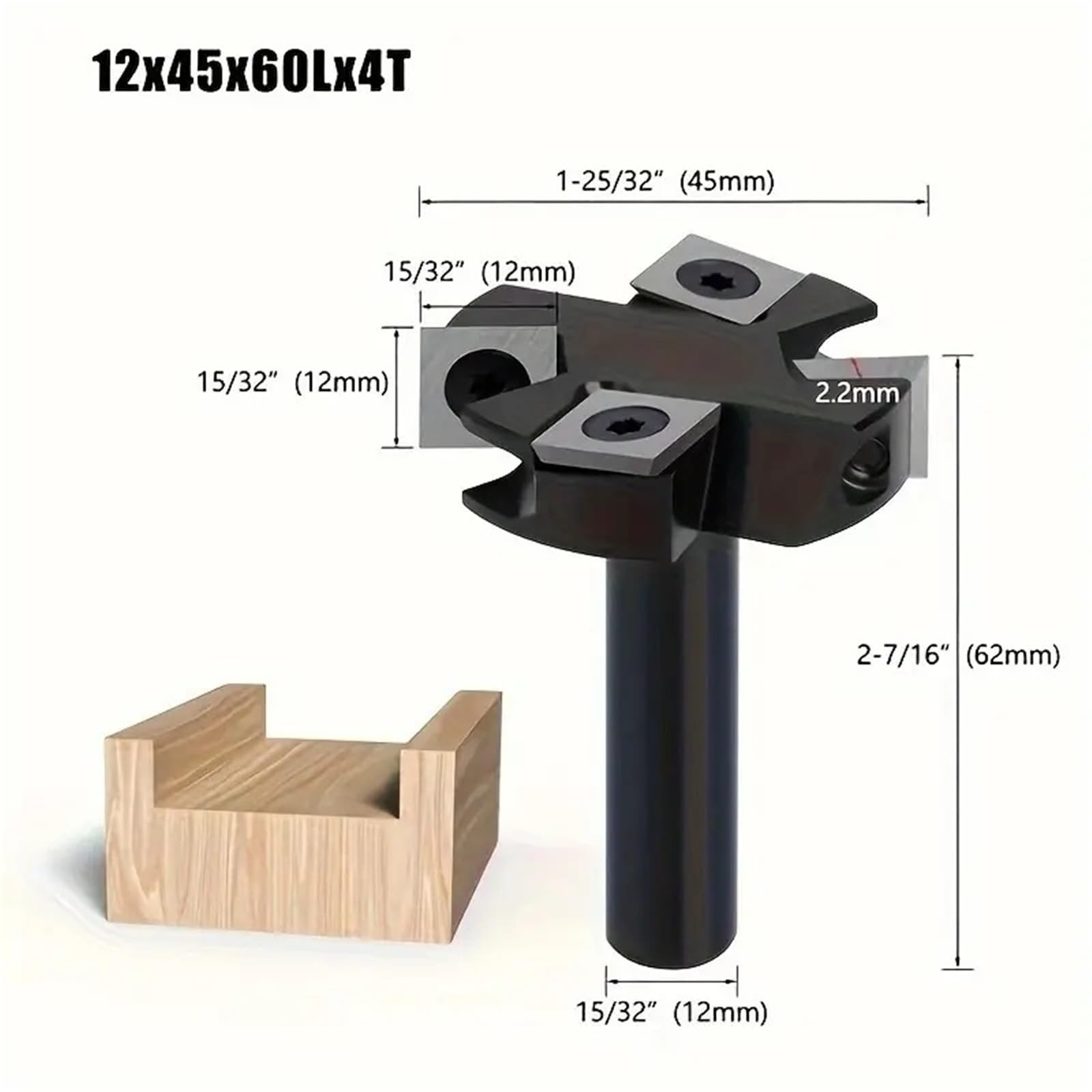 1 pz. 4 lame for pialla for legno a forma di T, fresa for superfici in legno, gambo staccabile, strumento for spianare lastre(12mmx 4T)