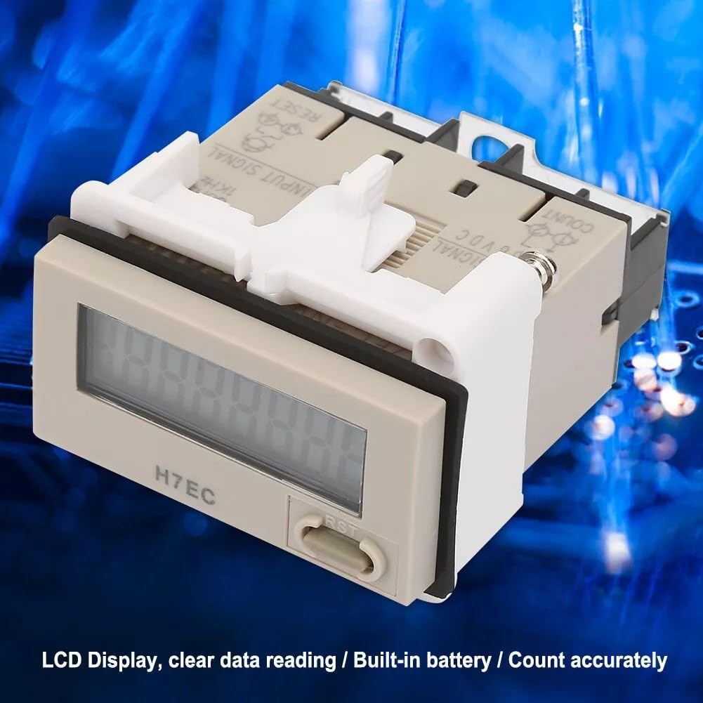 Zilimontt Digitaler elektrischer Totalisator H7EC NV mit LCD-Display für genaue Zählung in verschiedenen Gleichspannungseinstellungen, elektronischer Zähler AC 3–36 V, digital, elektrisch