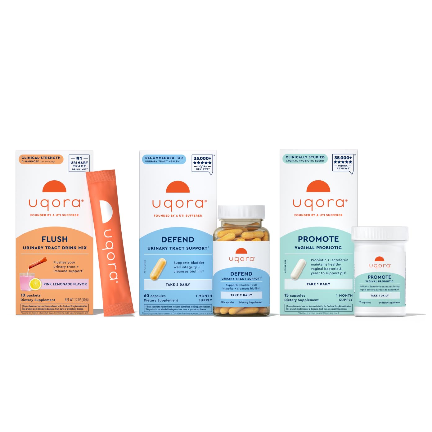 - Complete Regimen with Flush, Defend & Promote - Urinary Tract Support with D-Mannose, Vitamin C, Green Tea Extract, Probiotics & More - Comprehensive Bladder Health Support* - 3-Part Bundle