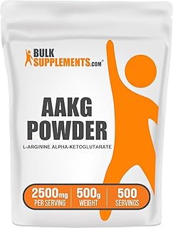 BULKSUPPLEMENTS.COM AAKG Powder - Arginine Alpha-Ketoglutarate, AKG Supplement - Nitric Oxide Supplement, Arginine Supplement - Unflavored & Gluten Free, 2500mg per Serving, 500g (1.1 lbs)