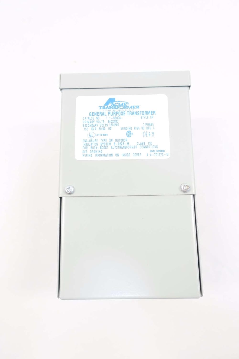 ACME T-1-53006 10VA 1PH 240/480V-AC 120/240V-AC VOLTAGE TRANSFORMER D557941