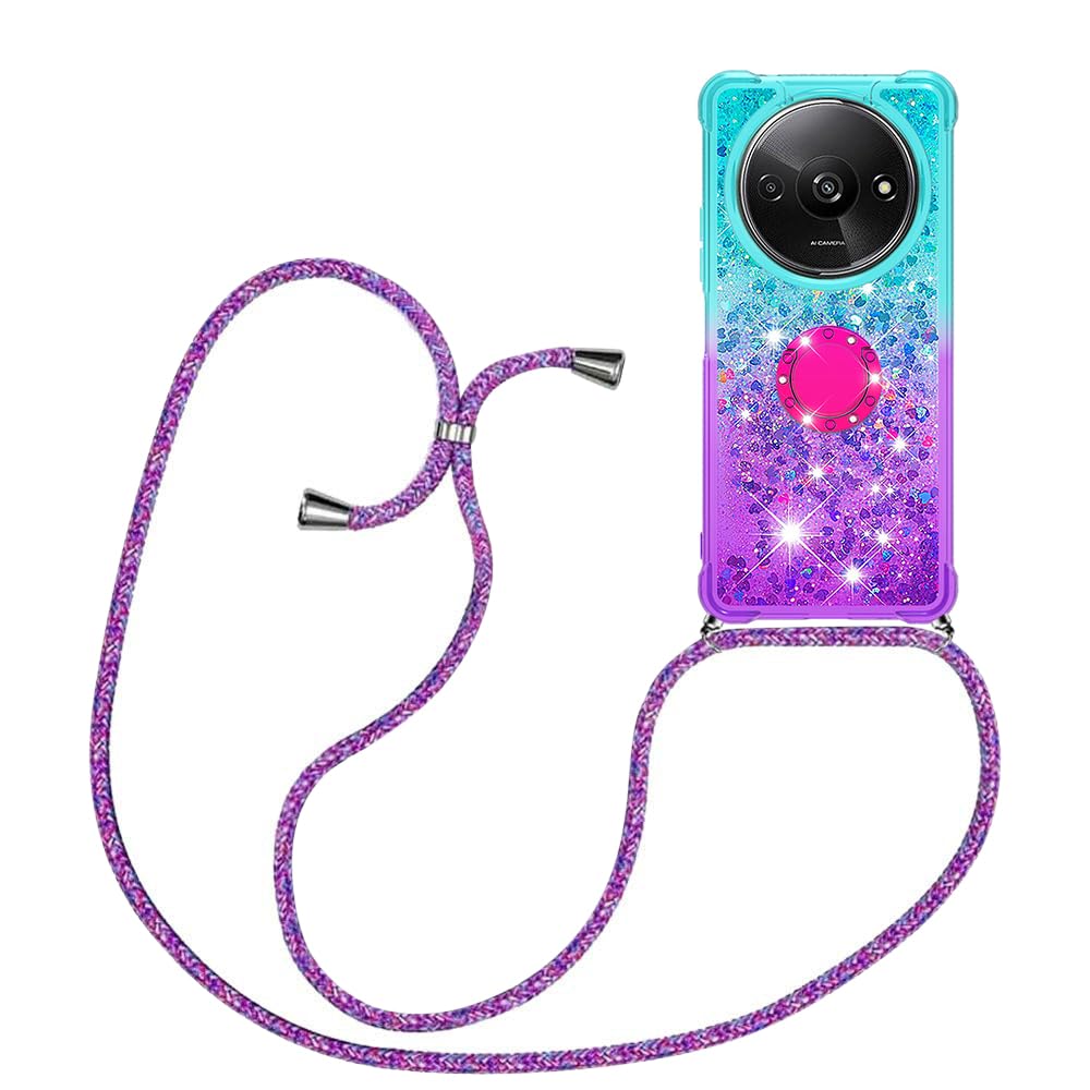 HongMan Custodia per Cellulare Girocollo per Samsung Galaxy A7 2018 Tracolla - Collana/Necklace Cordoncino,Practical Stylish Trasparente Silicone TPU Flessibile Antiurto Protettivo Cover