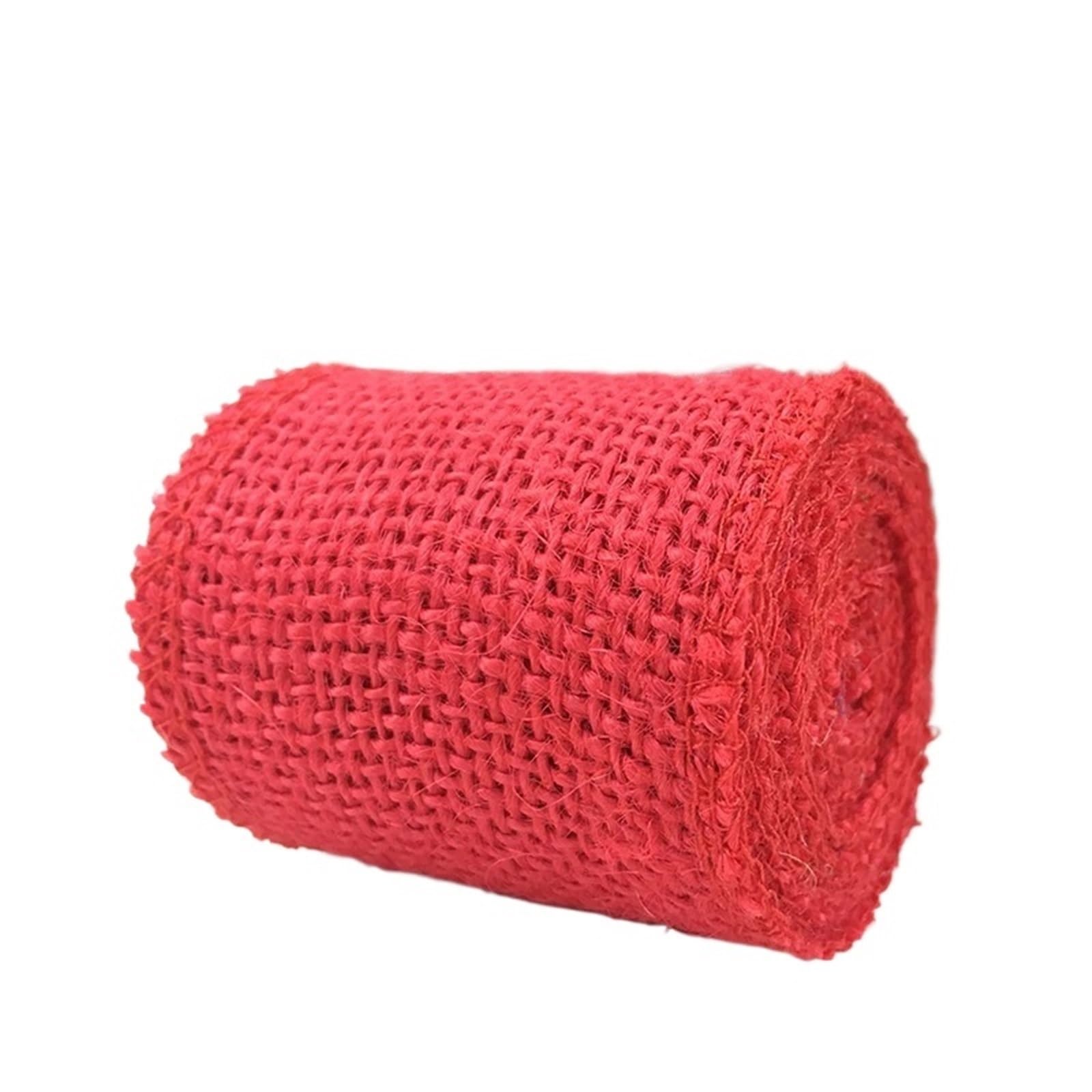 2Meter Colorful Jute Burlap Hessian Ribbon Rolls Colored Natural DIY Crafts Wrapping for Crafting Decorating Wrapping(Red)