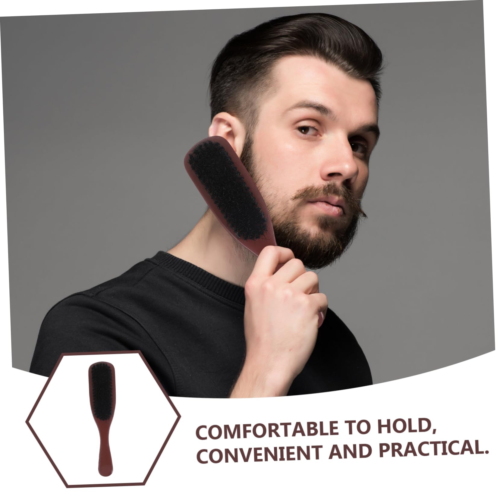 PACKOVE 3 Stück Wellenpinsel Haare glätten Kamm Männer lockig Gesichtshaar-Bartbürste Körperpflege Haar -Entwirrerbürste Borste Entwirrer für Haarbürsten entwirrer haarbürste Holz Schwarz