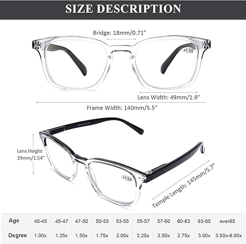Miniatura 3 de AQWANO Gafas de lectura para computadora con bloqueo de luz azul, 4 pares de lectores transparentes de diseño de moda para hombres y mujeres,