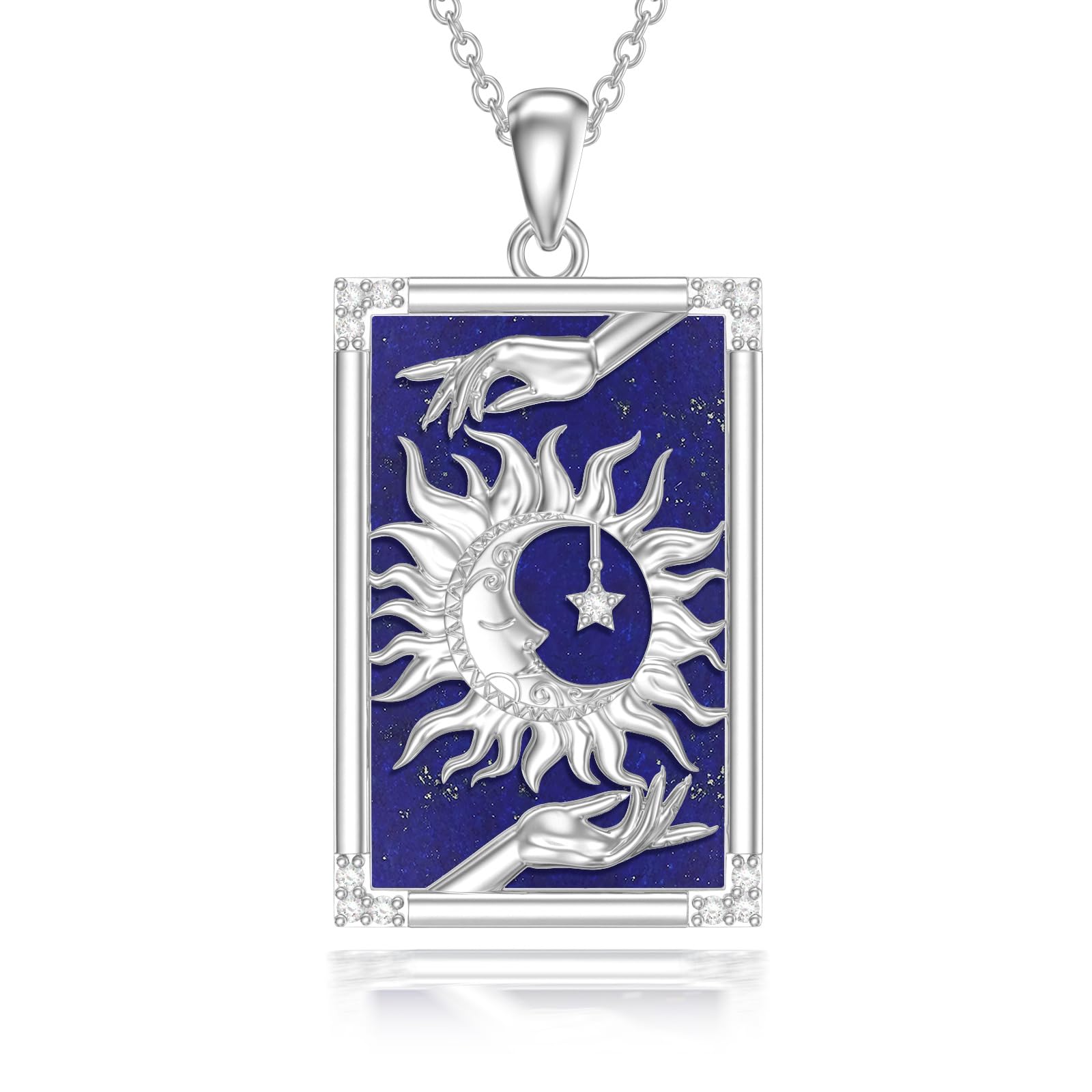 The Lovers/Moon/Sun/Strength/Ace of Swords, collana in argento Sterling 925 con ciondolo a forma di teschio, sole, luna, tarocchi, idea regalo per uomo e donna