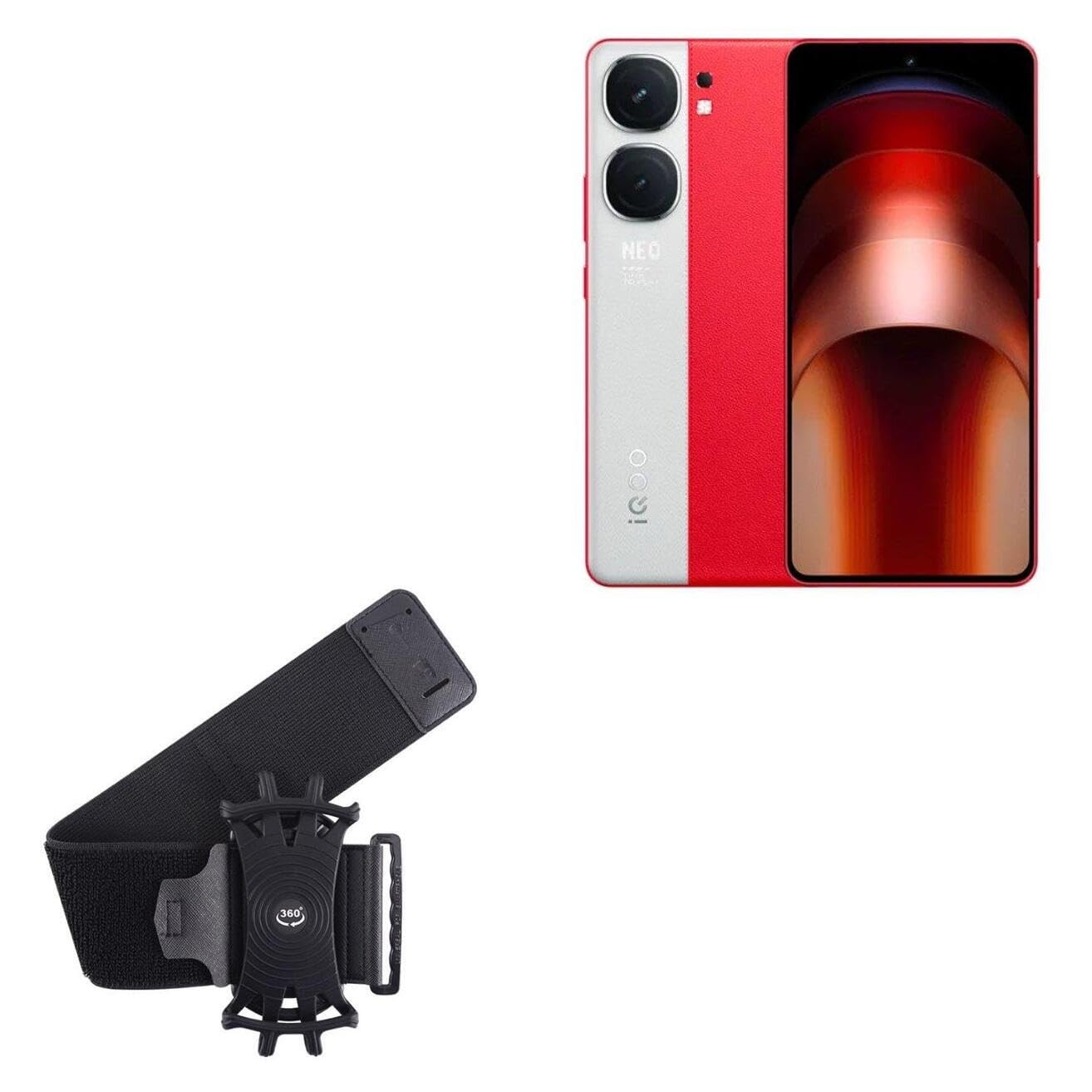 BoxWave Holster Compatible with vivo iQOO Neo9 Pro - ActiveStretch Sport Armband, Adjustable Armband for Workout and Running - Jet Black