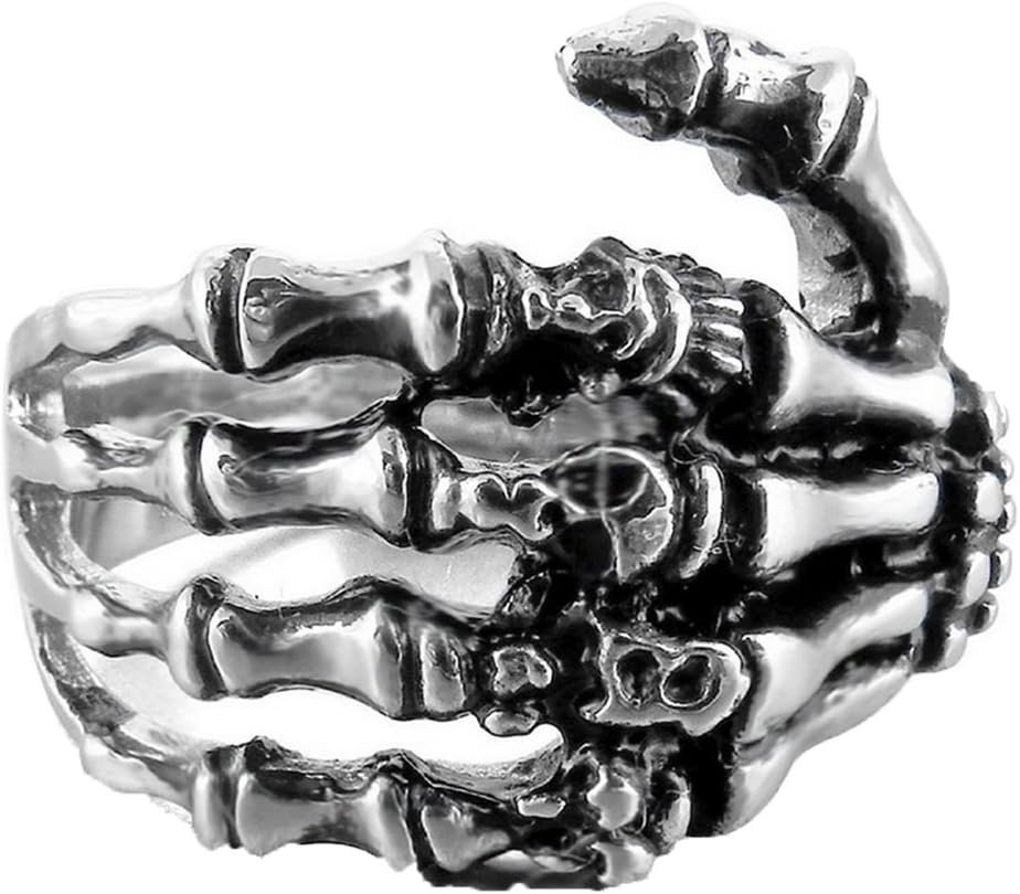FIBO STEEL Stainless Steel Skull Rings for Men Women Vintage Gothic Ring Biker,Size 7-14