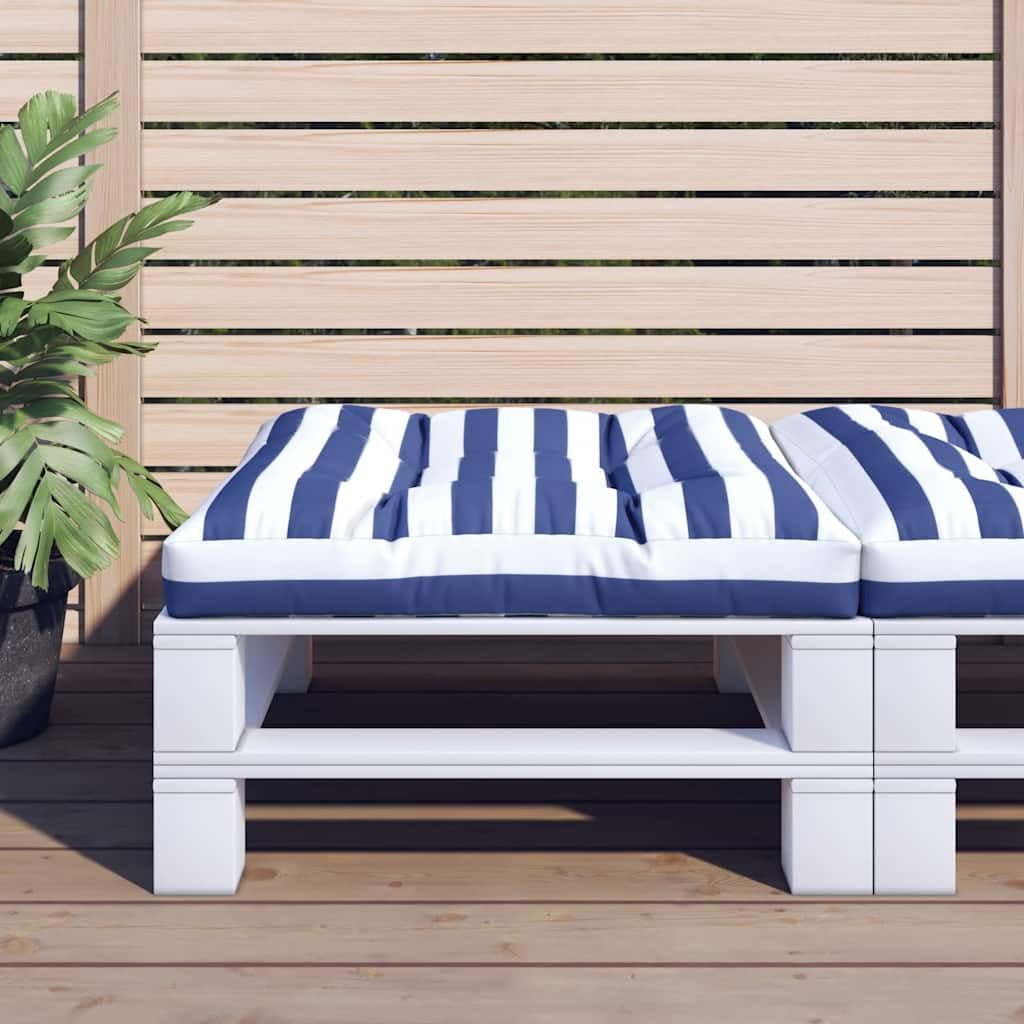 Cuscino per pallet, 80 x 80 x 12 cm, blu e bianco, a righe, per mobili in pallet e divano da giardino, comodo cuscino in tessuto robusto per esterni e interni, grande cuscino da pavimento