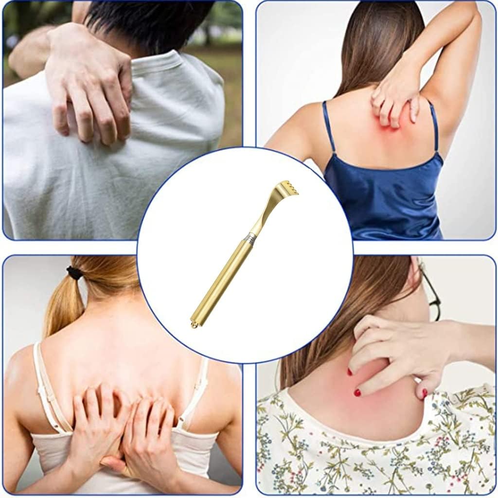 Back Scratcher for Men Extendable Home Retractable Brass Backscratchers, Creative Fu Character Decoration Scratching Tool, (Color : Gold*2, Size : 20-49cm)
